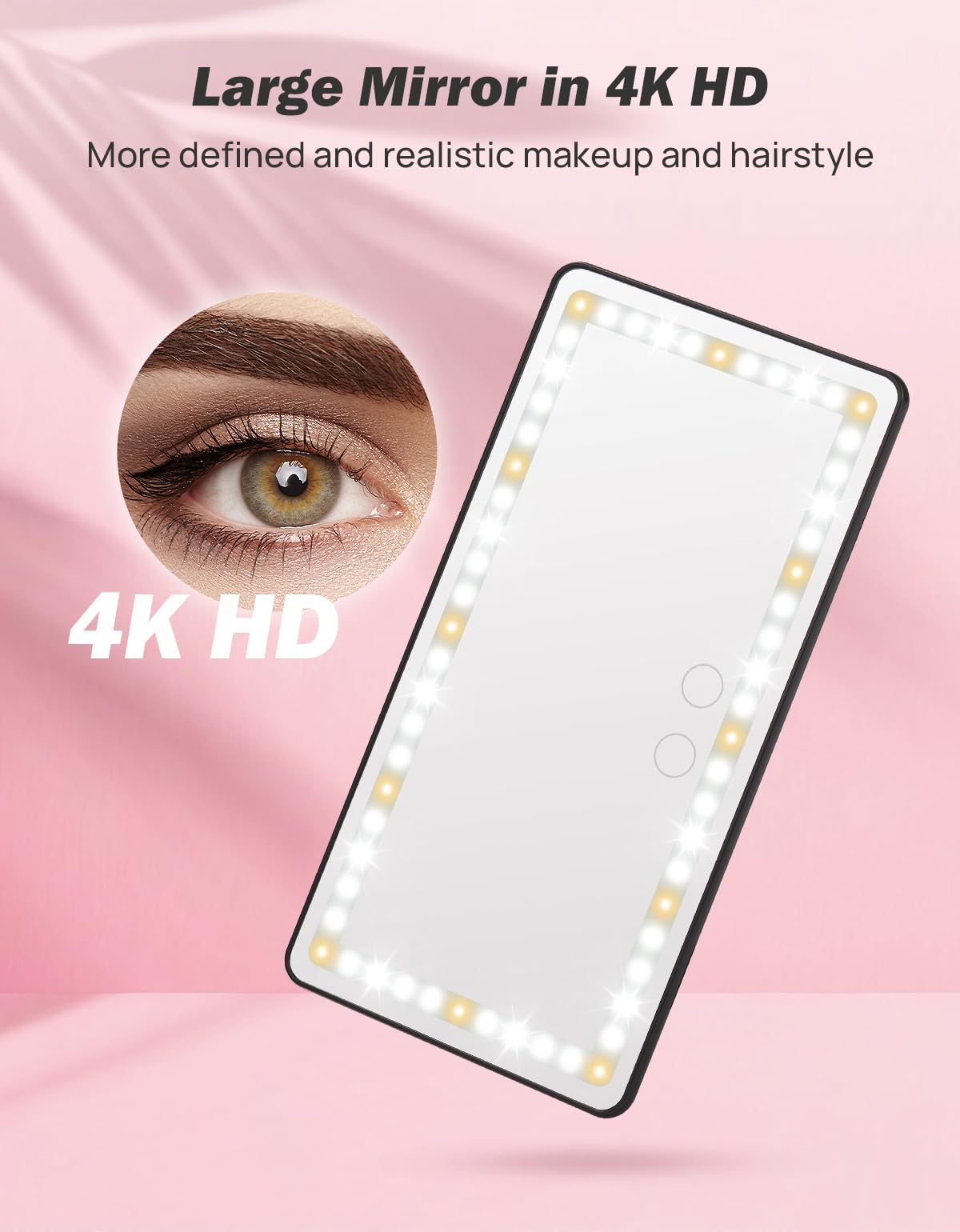 JOYTUTUS Car Sun Visor Vanity Mirror with Lights, 3 Light Modes & 60 LEDs, Rechargeable Dimmable Touch Control Travel Makeup Mirror for Truck SUV