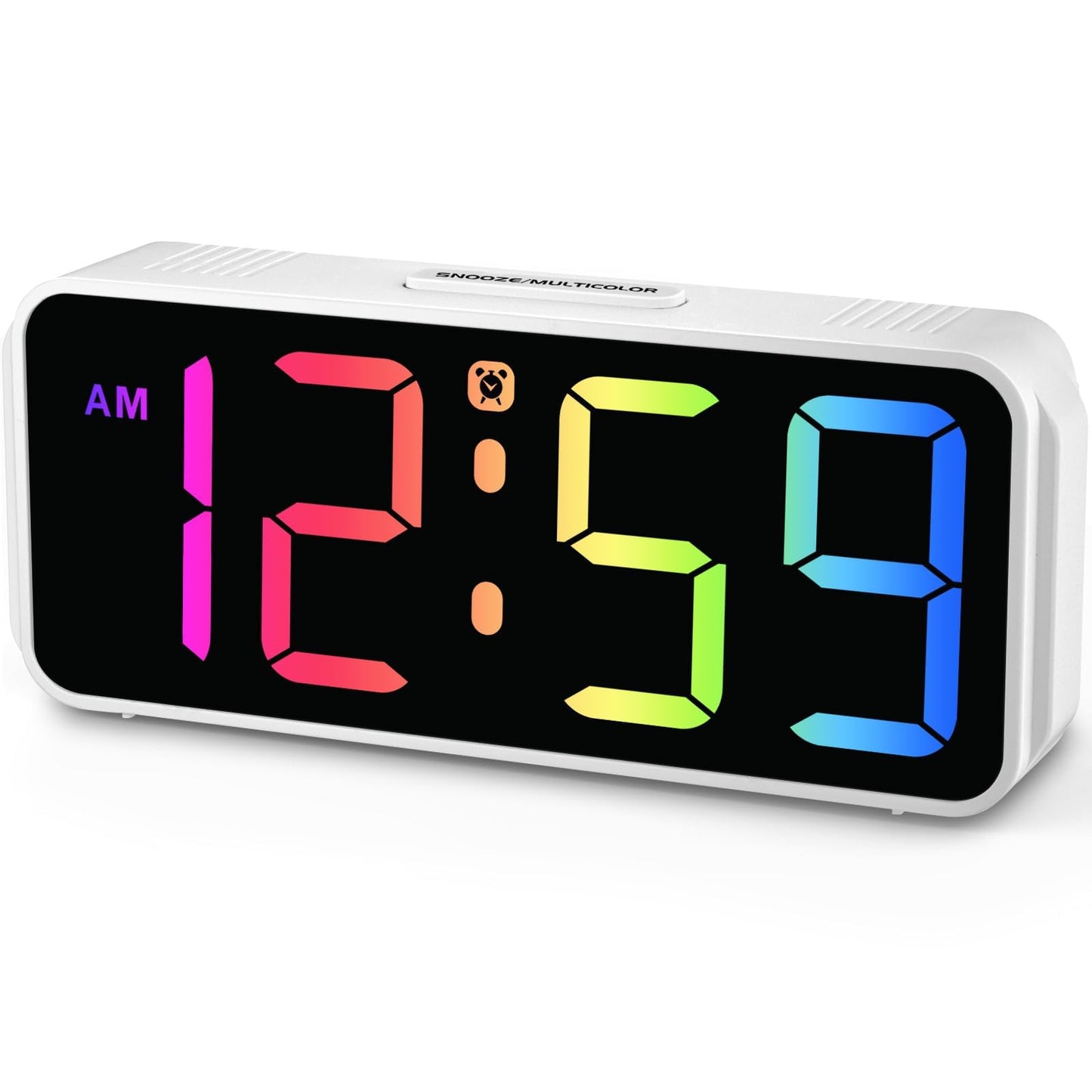 Peakeep Small Digital Alarm Clock Plug in for Bedrooms Bedside, Tiny Electric Clock Large Big Numbers Display with Battery Backup for Desk Table, 6 Dimmers, 5 Adjustable Alarm Volumes (Blue)