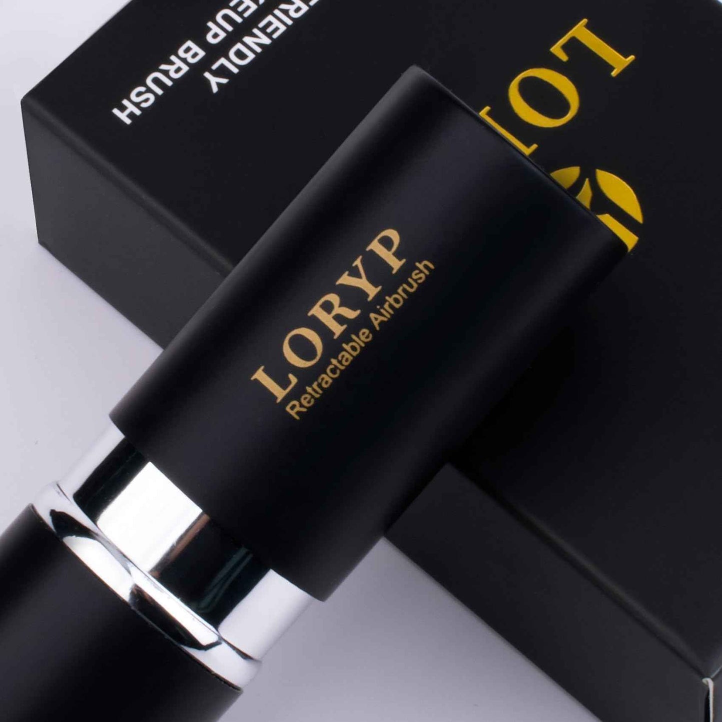 LORYP Retractable Makeup Brush Black Kabuki Foundation Brush for liquid Cream and Powder Makeup 2 Pack Travel Makeup Brush Set