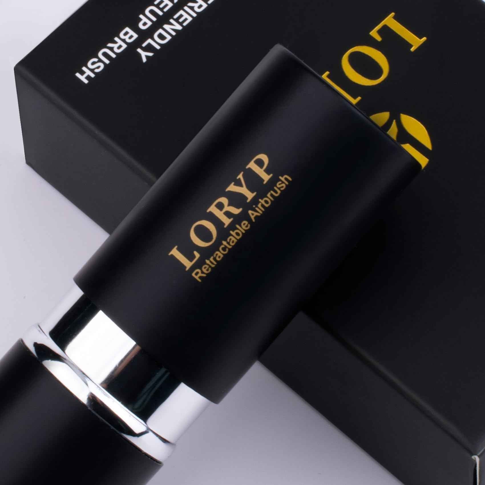 LORYP Retractable Makeup Brush Black Kabuki Foundation Brush for liquid Cream and Powder Makeup 2 Pack Travel Makeup Brush Set
