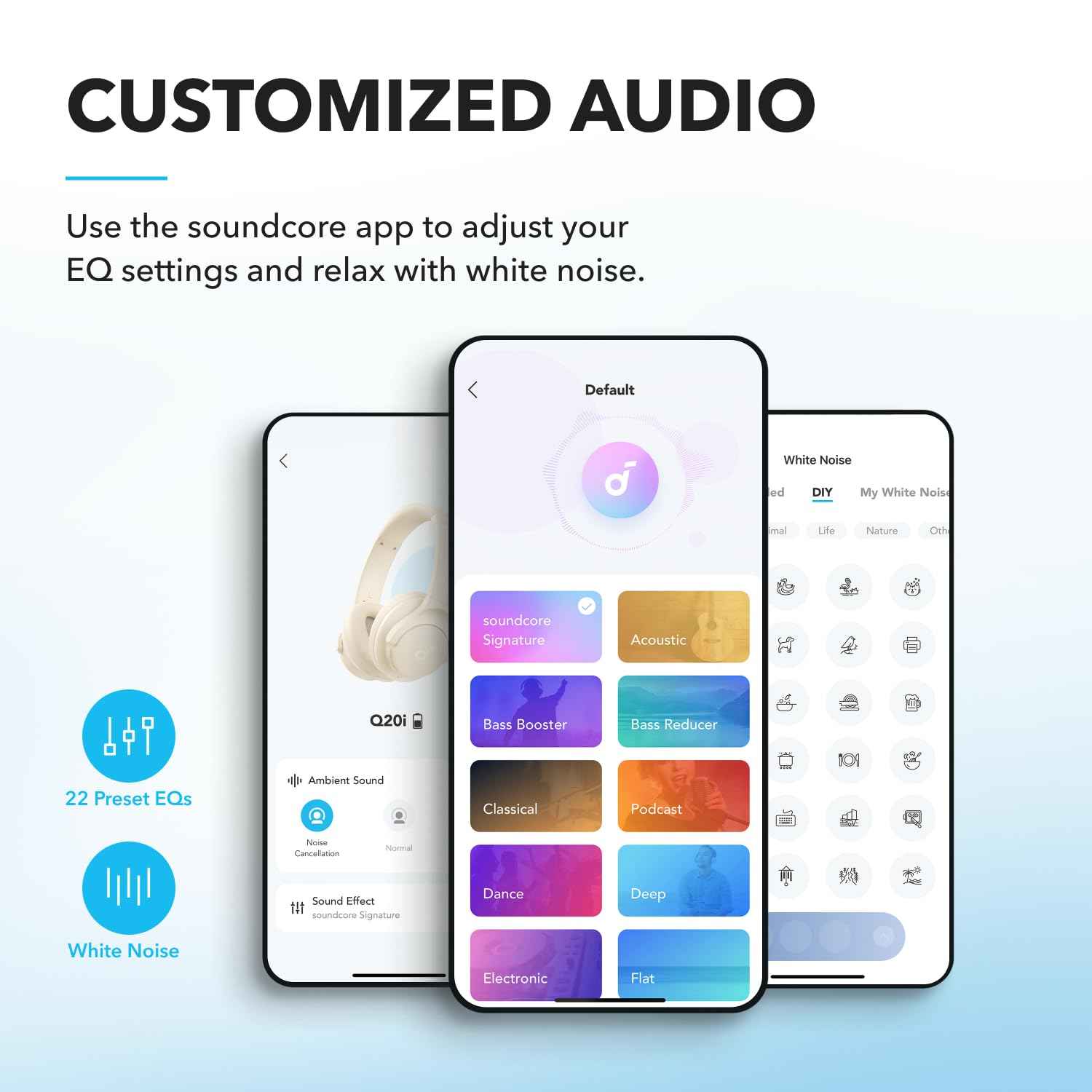 Soundcore by Anker Q20i Hybrid Active Noise Cancelling Headphones, Wireless Over-Ear Bluetooth, 40H Long ANC Playtime, Hi-Res Audio, Big Bass, Customize via an App, Transparency Mode