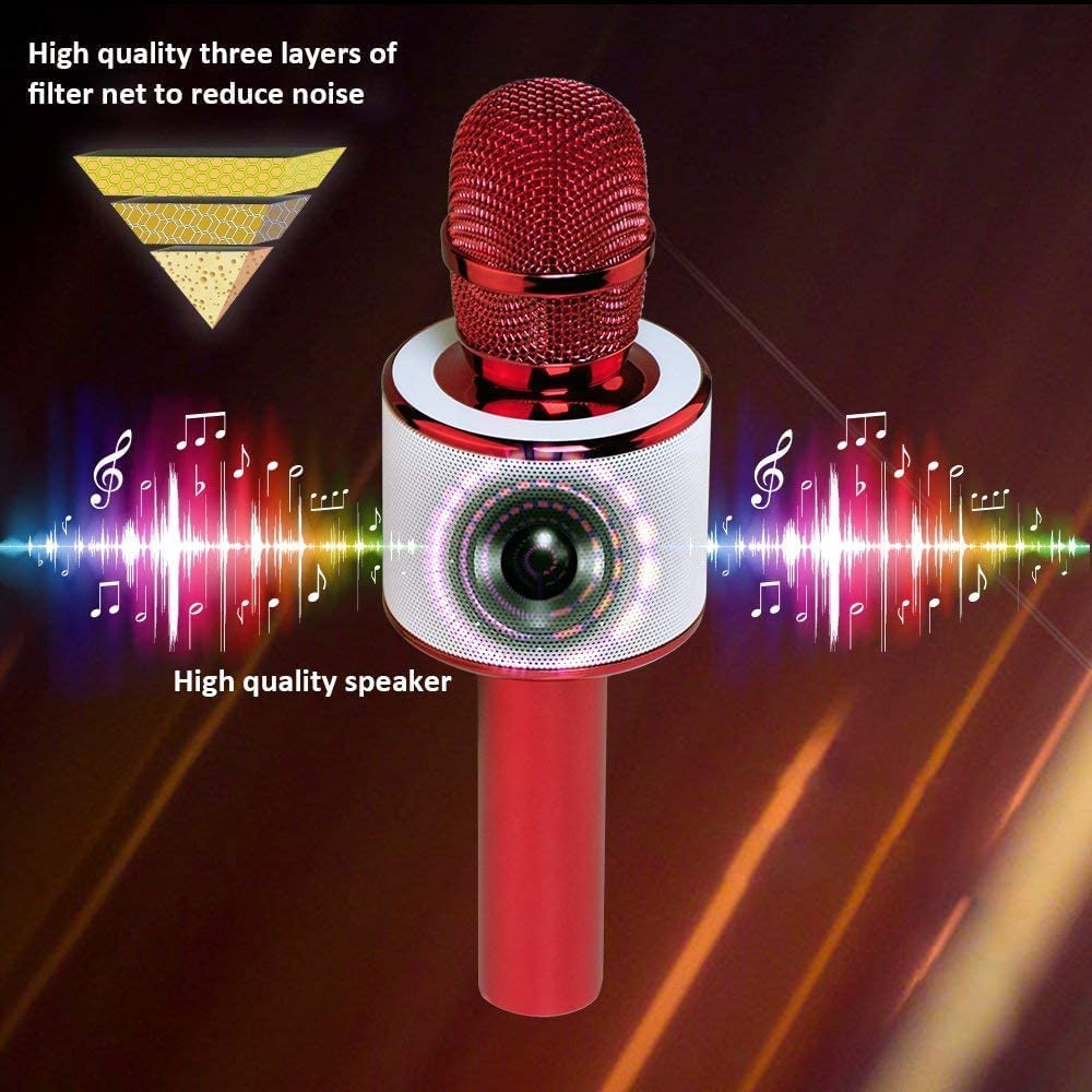 BONAOK Wireless Bluetooth Karaoke Microphone, Portable Toy Microphone for Singing, Gifts to Girls Boys Kids Adults All Age Q37（Bright Purple） jlhbookstore.store