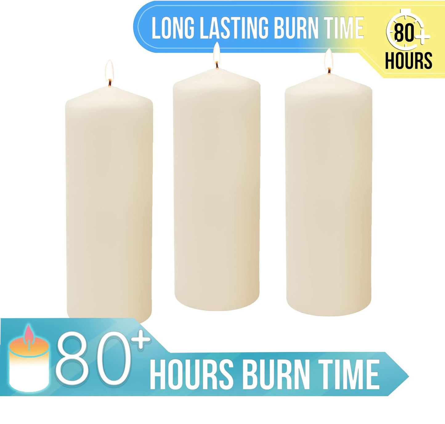 Stonebriar 6 Pack Tall 3 x 6 Inch 65 Hour Long Burning Unscented Ivory Wax Pillar Candles jlhbookstore.store