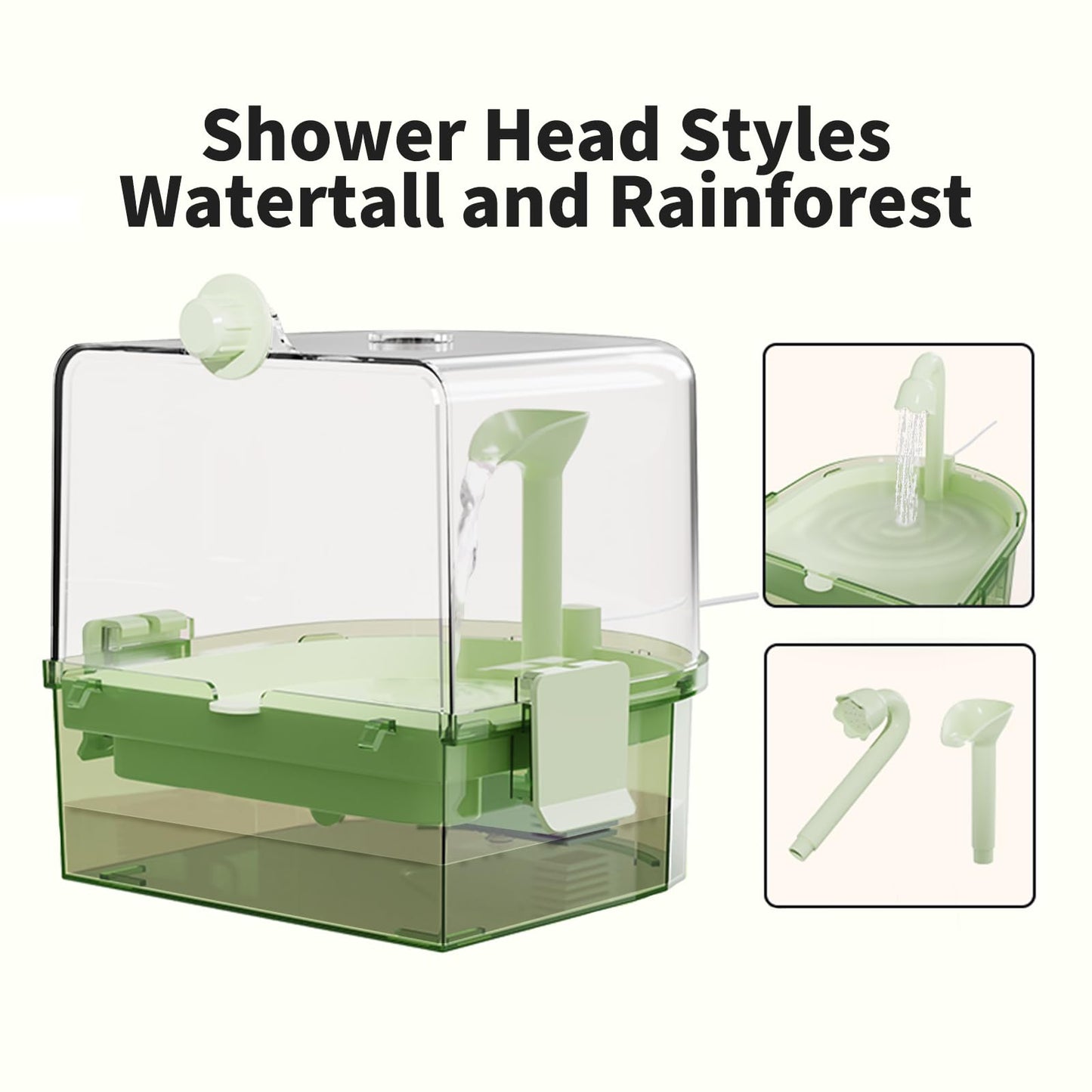 Automatic Bird Baths for Cage – Indoor Parakeet Bath with Pump, Bird Shower with 2 Modes Running Water, Bird Cage Accessory for Pet Birds Conure Budgies Cockatiels Lovebird (Light Brown)