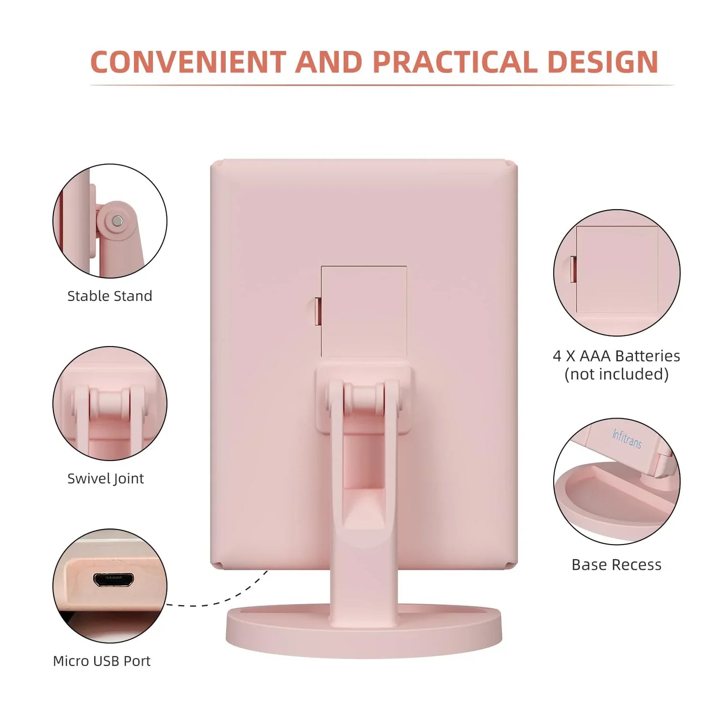 Trifold Makeup Mirror Vanity Mirror with Lights,1X 2X 3X Magnification,Touch Screen,180 Adjustable Rotation,Portable Travel Bathroom Cosmetic Mirror - Jlhbookstore.store