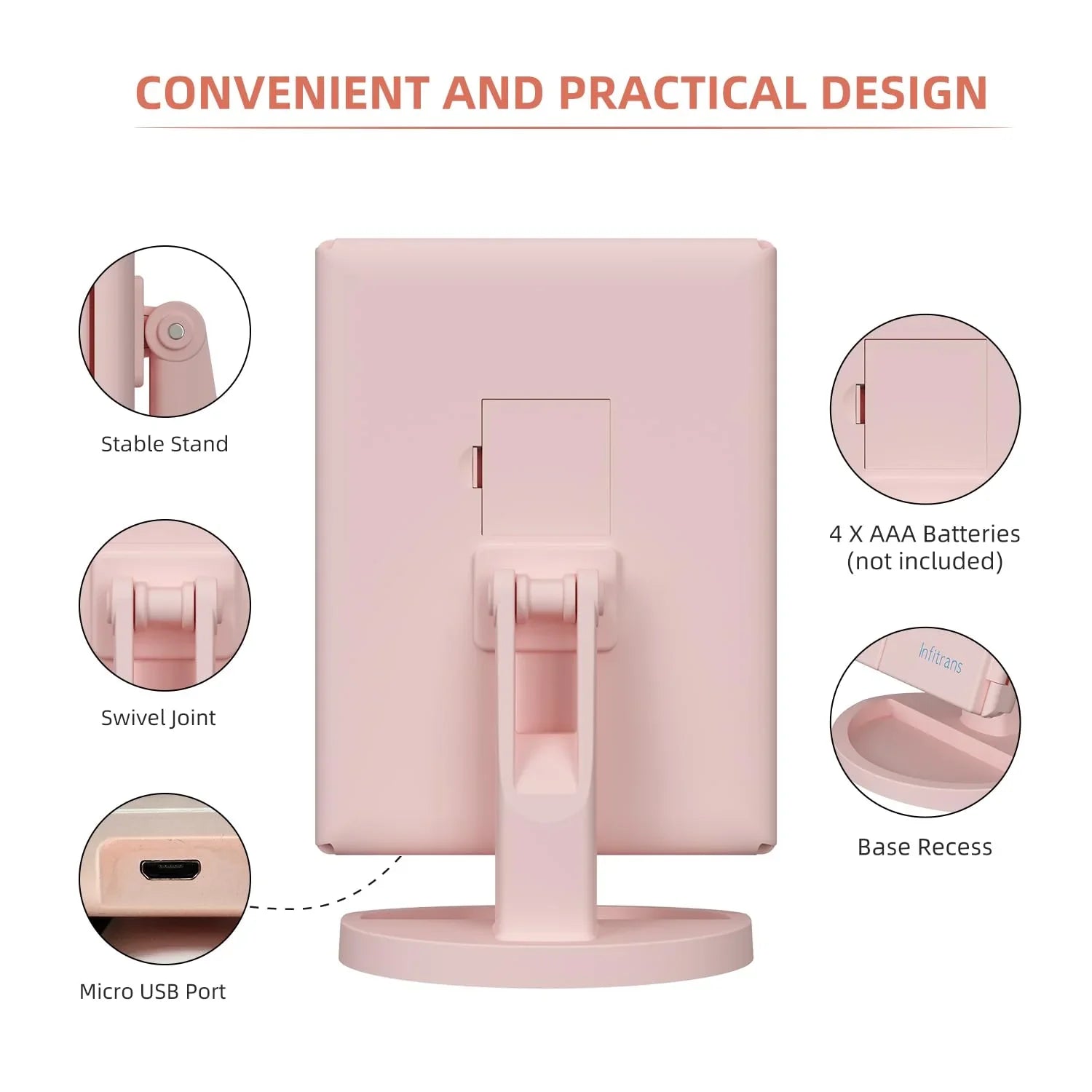 Trifold Makeup Mirror Vanity Mirror with Lights,1X 2X 3X Magnification,Touch Screen,180 Adjustable Rotation,Portable Travel Bathroom Cosmetic Mirror - Jlhbookstore.store