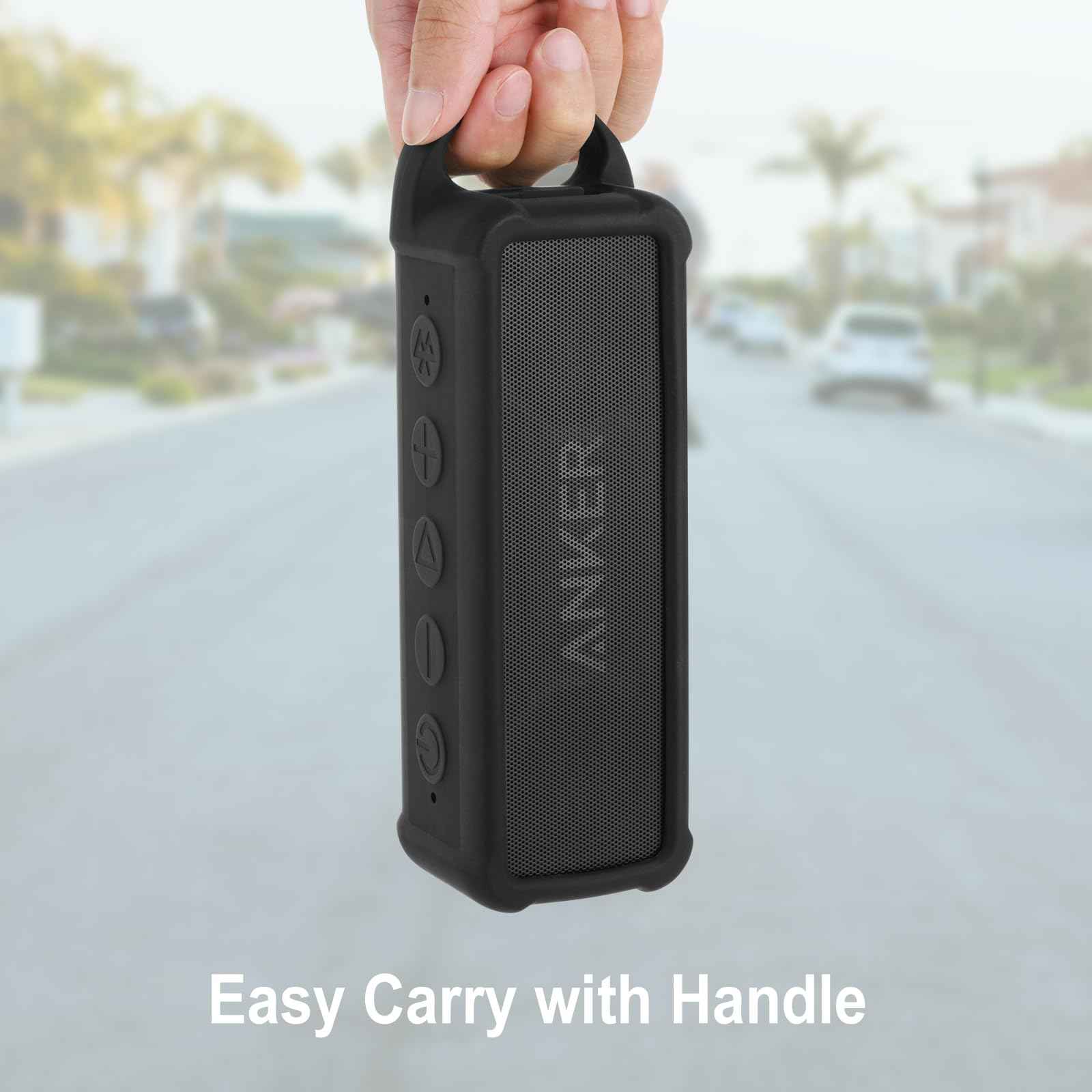 TXEsign Silicone Case Compatible with Anker Soundcore 2 Portable Speaker, Protective Travel Case Cover with Handle and Carabiner for Anker Soundcore 2 Speaker (Black)