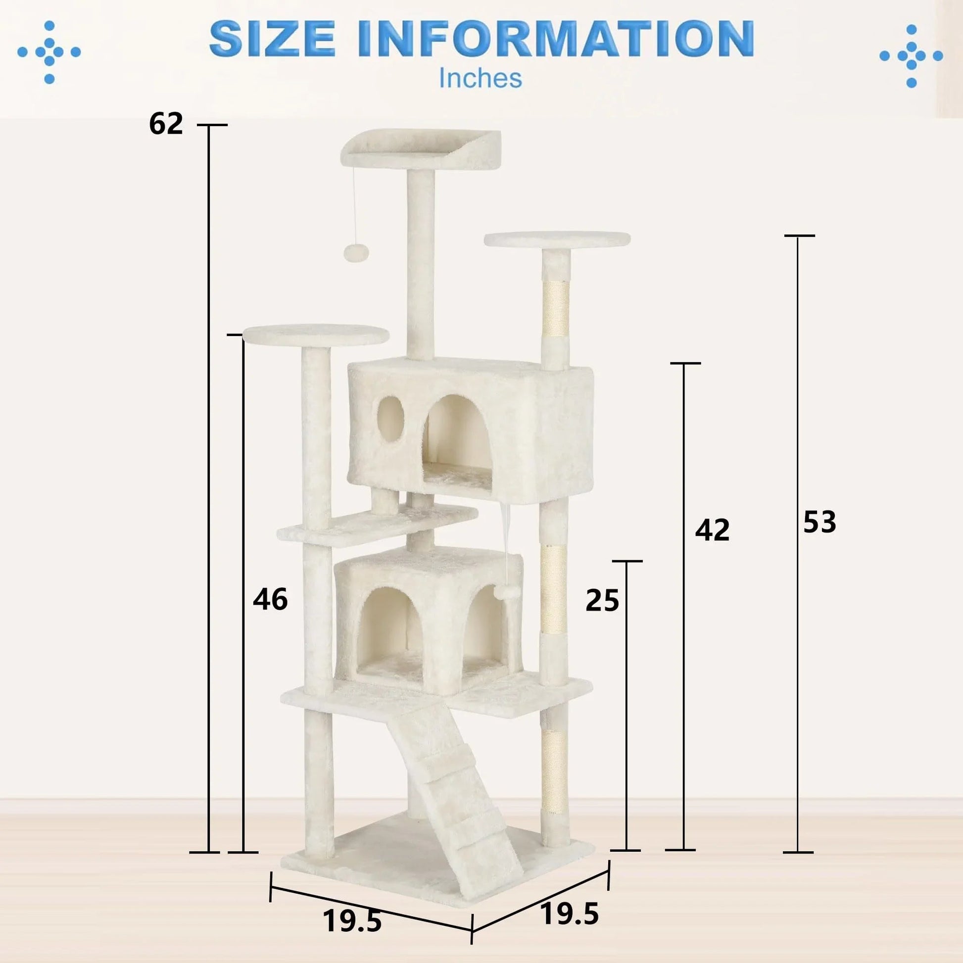 FDW Cat Tree 54in Cat Tower Multi-Level Durable Cat Scratching Post & Cozy Fun Cat Jumping Platform Space Saving Cat Condo Pet Play House for Indoor Cats,Dark Gray jlhbookstore.store