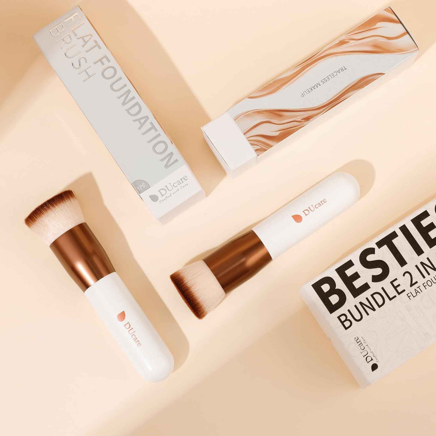 DUcare Kabuki Foundation Brush for Liquid Makeup Flat Top Professional Stick Buffing Blending Mineral Powder Large Face Makeup Brush, Black