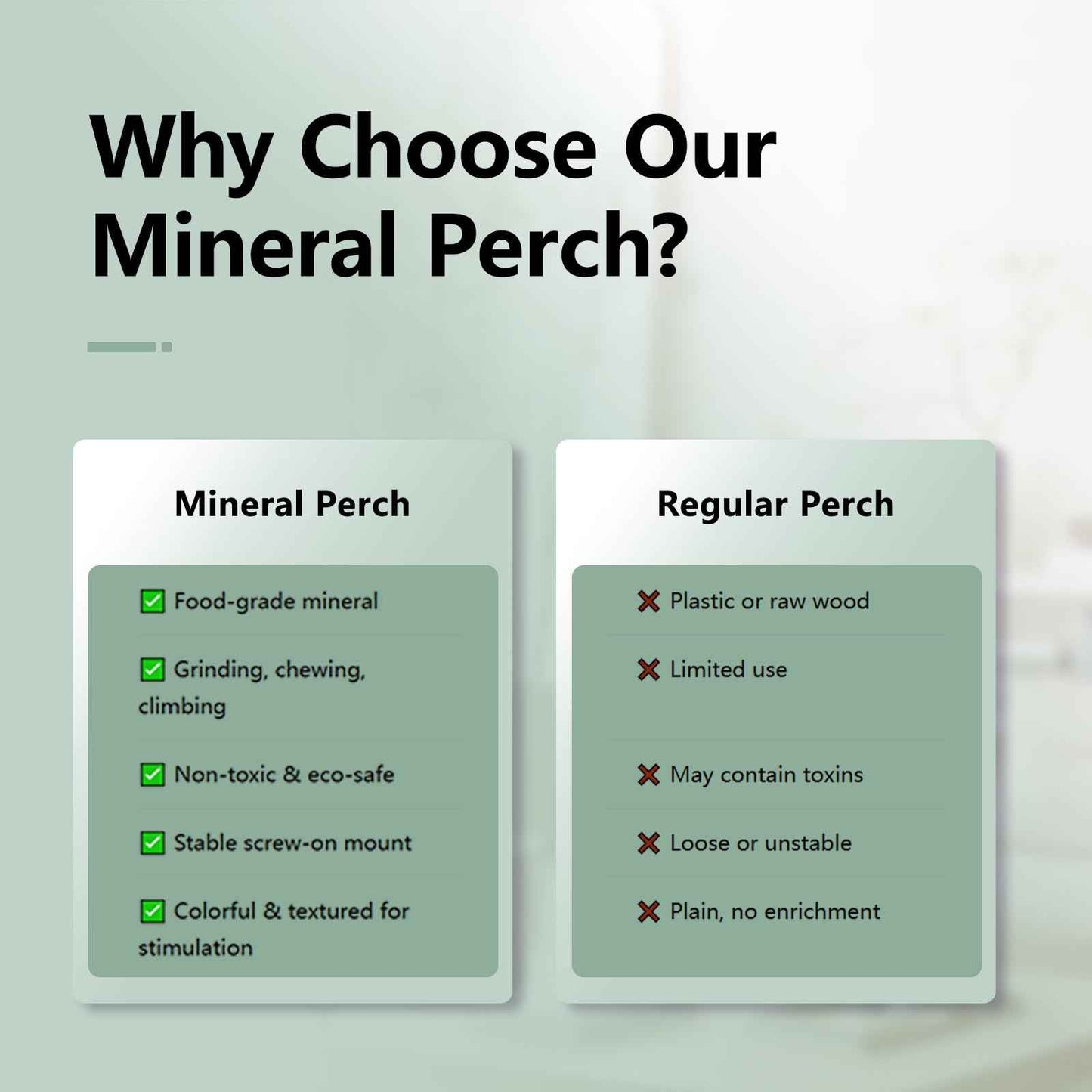 Natural Mineral Bird Perch for Cage Parrot Perch Platform for Beak Grinding Claw Trimming & Chewing Chew Toy for Parakeets Cockatiels Conures Birds Cage Accessories (Gradient Green, 4.7")