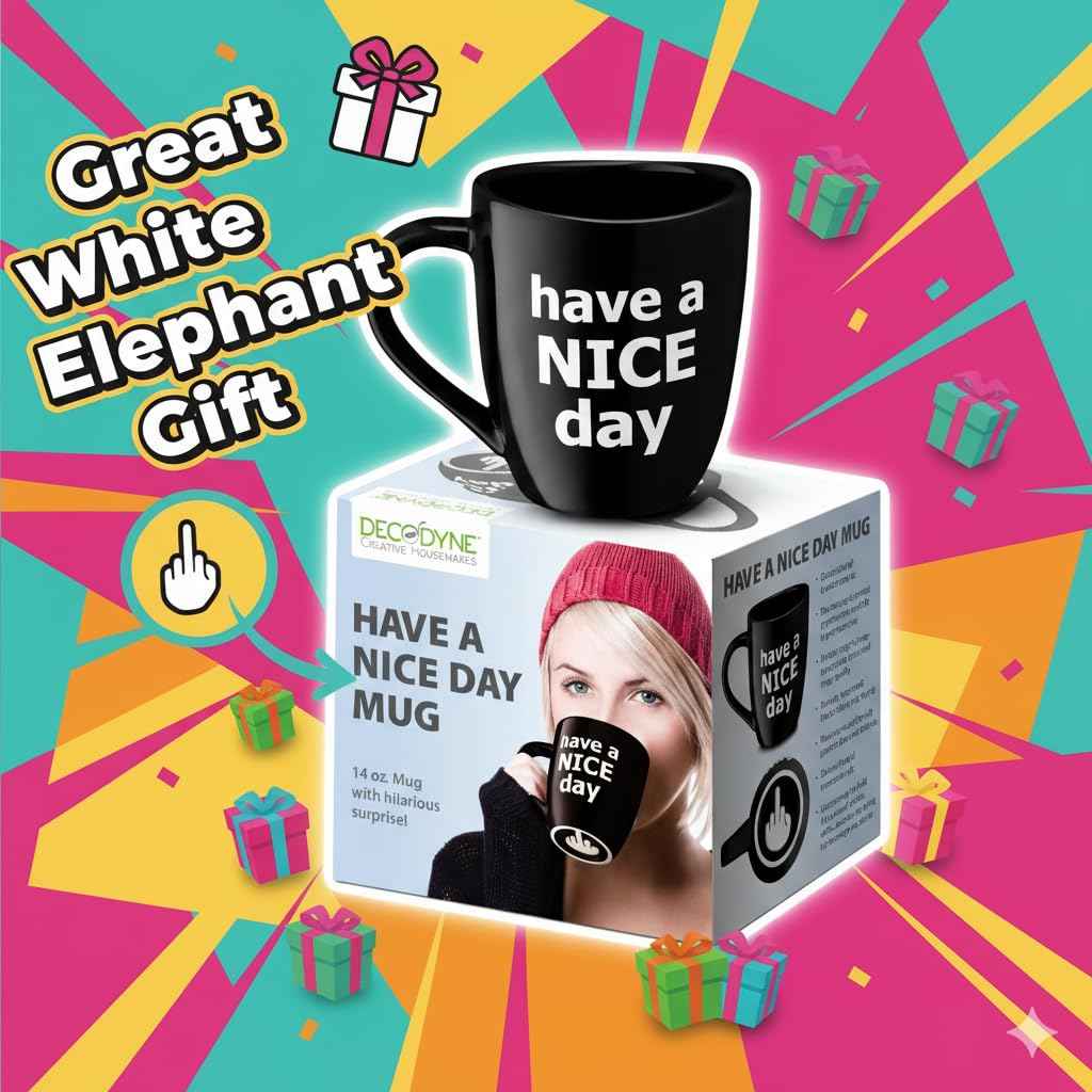 Decodyne Funny Coffee Mug, Gag White Elephant Gifts for Adults and Coworkers - Perfect for Bachelorette Parties, Christmas, and Novelty Gifts, 14 Ounce (Black)