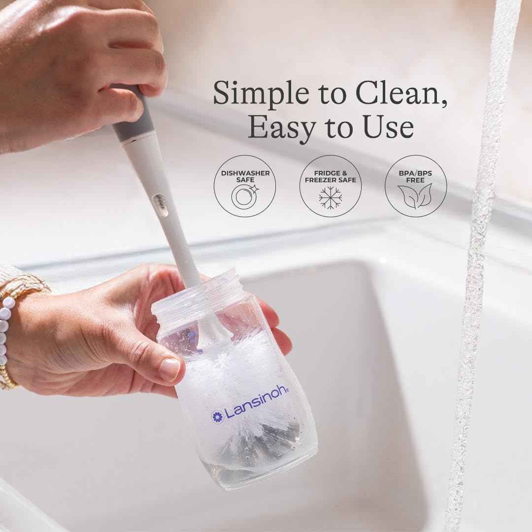 Lansinoh Anti-Colic Baby Bottles for Breastfeeding Babies, 8 Ounces, 3 Count, Includes 3 Medium Flow Nipples, Size M