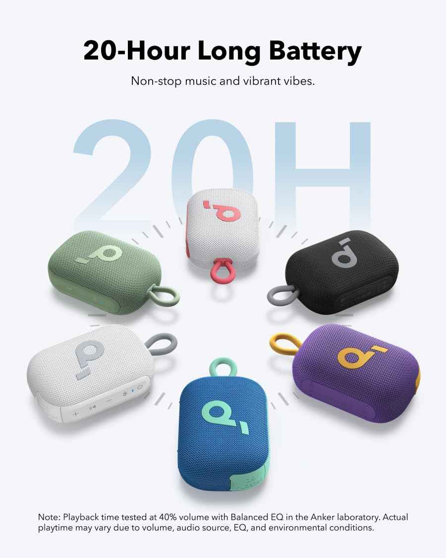 Soundcore Select 4 Go Bluetooth Shower Speaker by Anker, IP67 Waterproof/Dustproof, Ultra-Portable Speaker, Wireless, 20H Playtime, Floatable, Powerful Sound, Electronics for Outdoors/Home/Travel