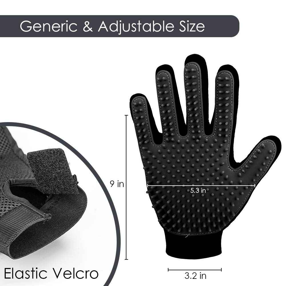 Upgrade Efficient Pet Hair Remover Gloves - Gentle Shedding Brushes for Dogs, Cats & Horses with Long and Short Hair - 1 Pair (Blue)