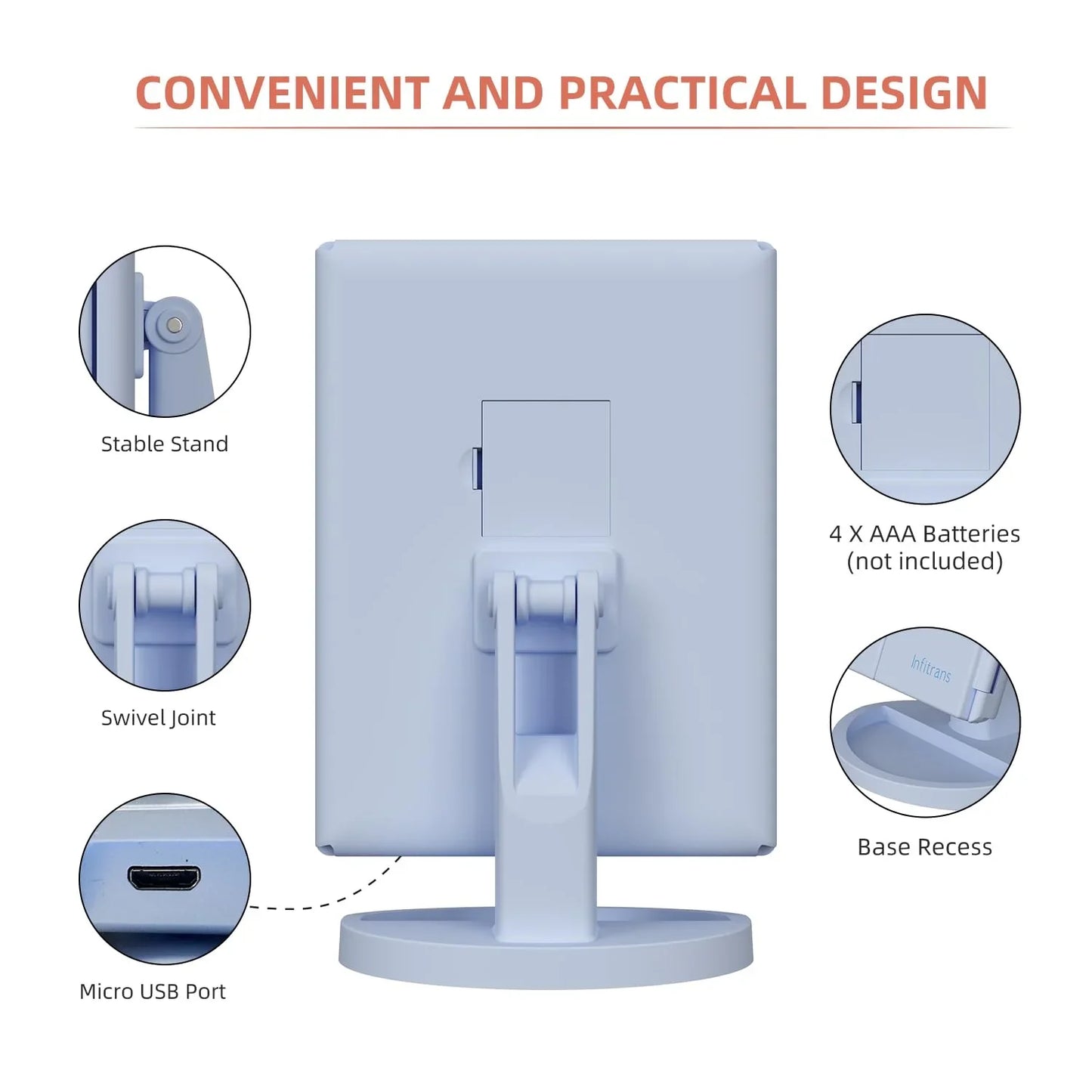 Trifold Makeup Mirror Vanity Mirror with Lights,1X 2X 3X Magnification,Touch Screen,180 Adjustable Rotation,Portable Travel Bathroom Cosmetic Mirror - Jlhbookstore.store