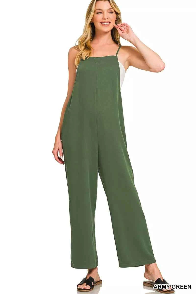 Zenana Rayon Woven Wide Leg Jumpsuit