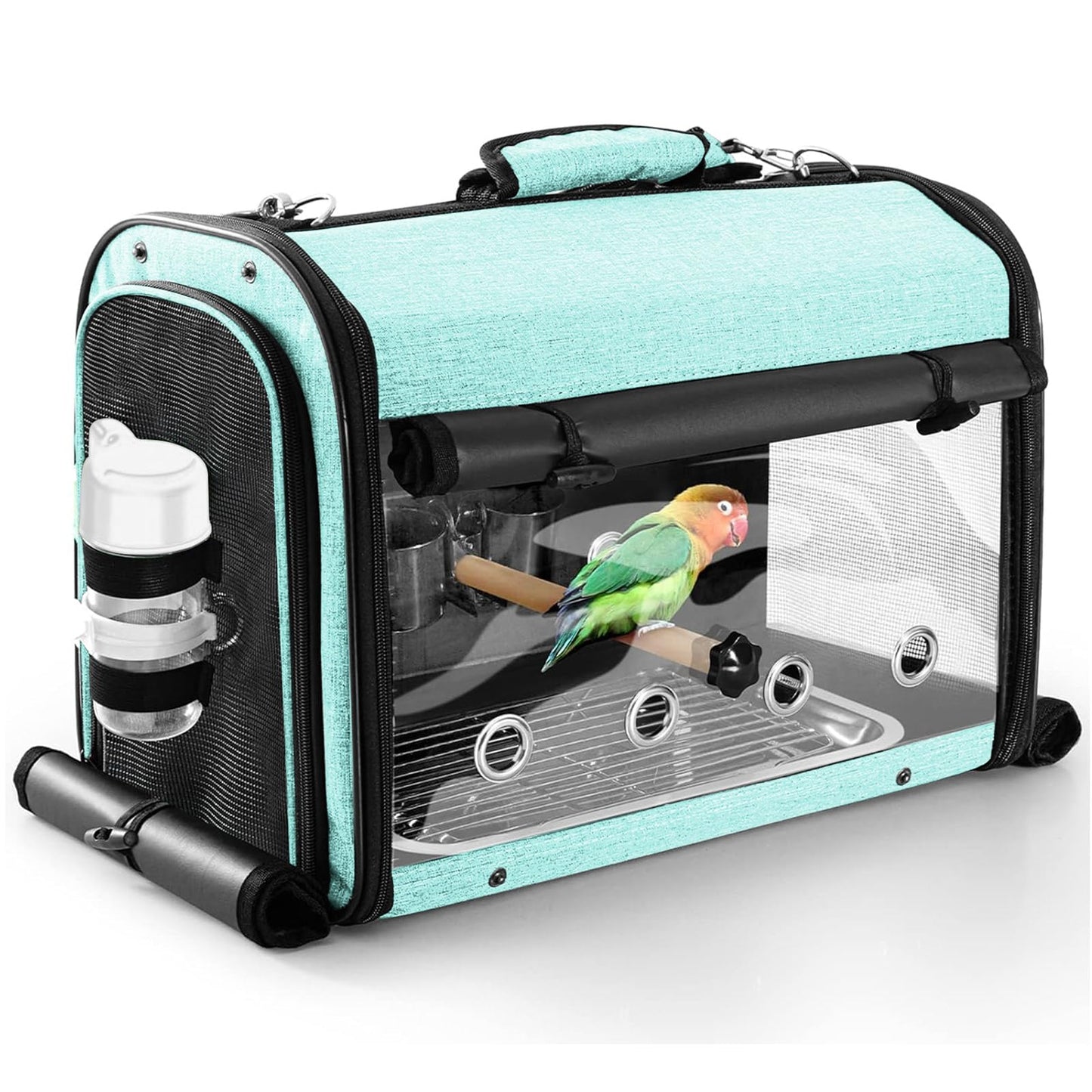 SUERTREE Bird Carrier Bag With Stand, Lightweight Backpack for Parrot, Portable Travel Cage, Pet Transparent Breathable Carrier