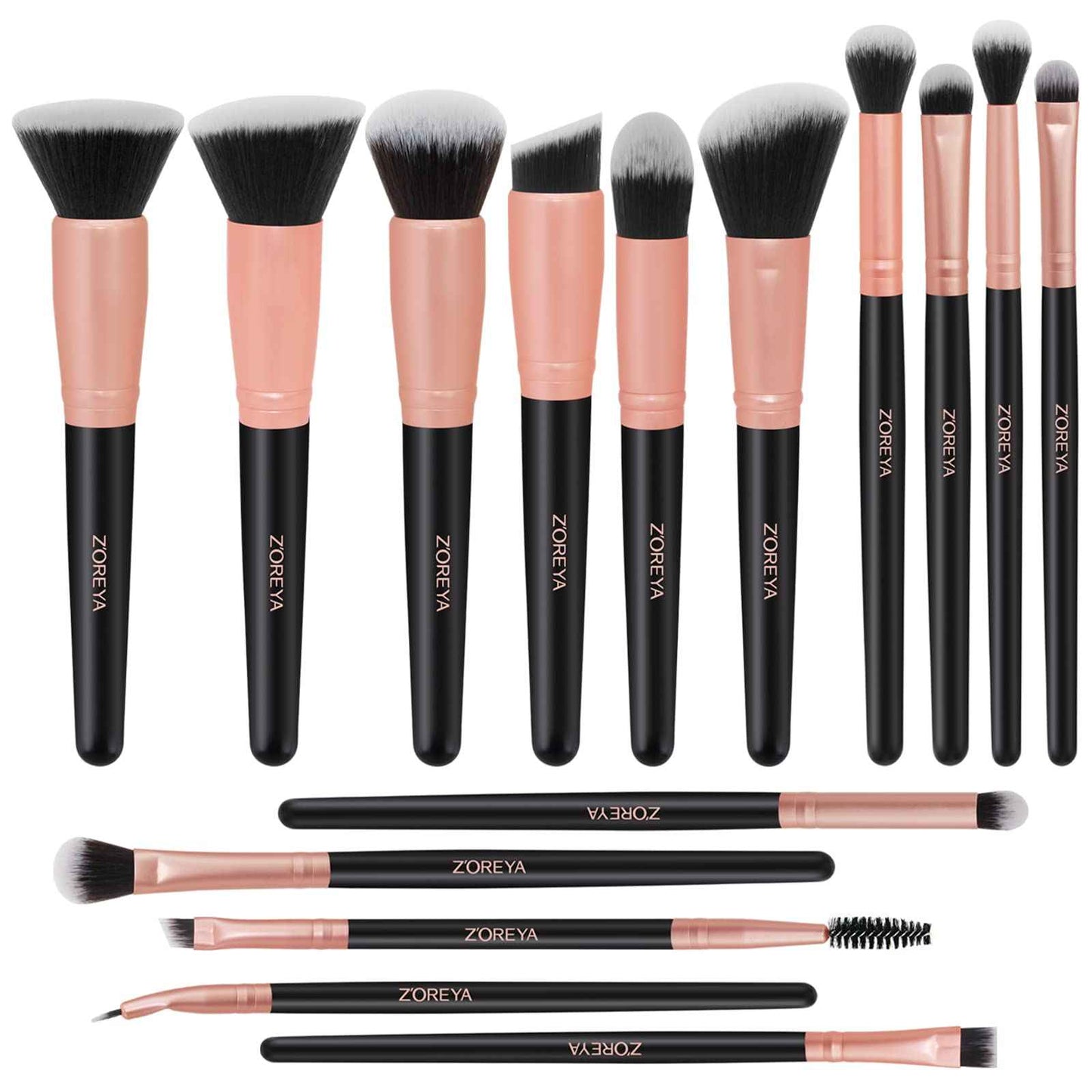 Raffaello Makeup Brushes 15Pcs Makeup Brush Set Premium Synthetic Powder Foundation Contour Blush Concealer Eye Shadow Blending Liner Make Up Brush Kit