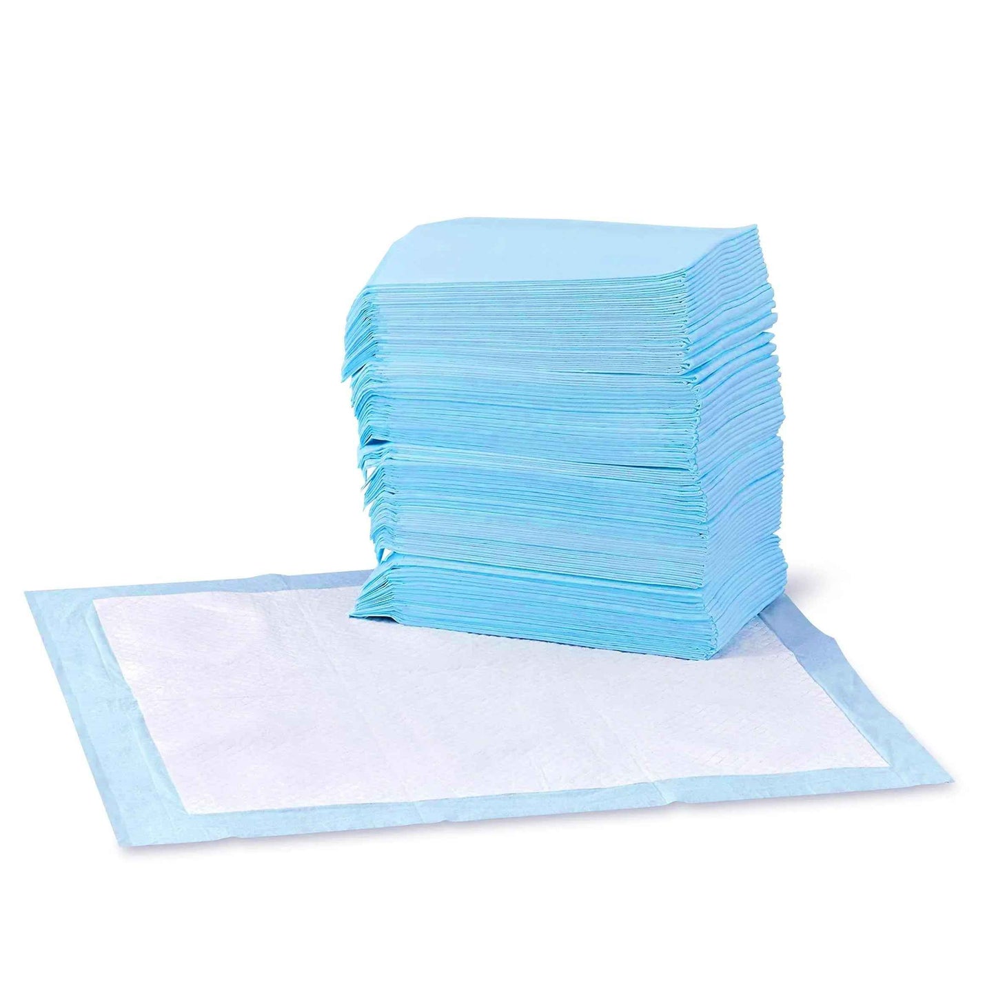 Amazon Basics Dog and Puppy Pee Pads, 5-Layer Leak-Proof Super Absorbent, Quick-Dry Surface, Potty Training, Regular (22x22"), 100 Count, Blue & White