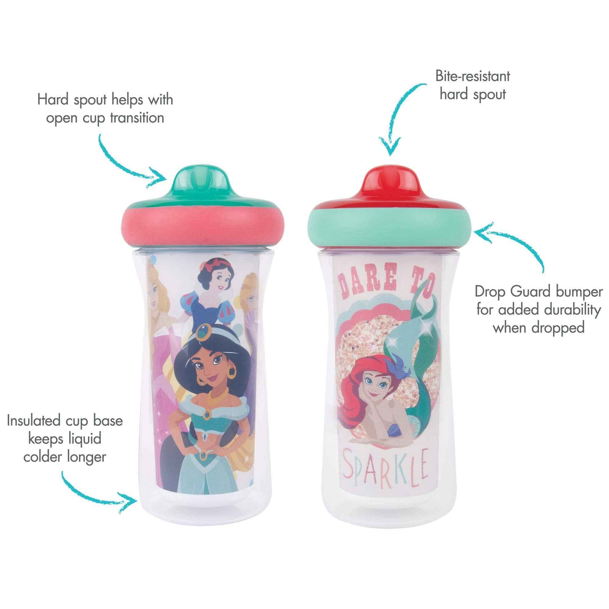 The First Years Disney Princess Kids Insulated Sippy Cups - Dishwasher Safe Spill Proof Toddler Cups - Ages 12 Months and Up - 9 Ounces - 2 Count