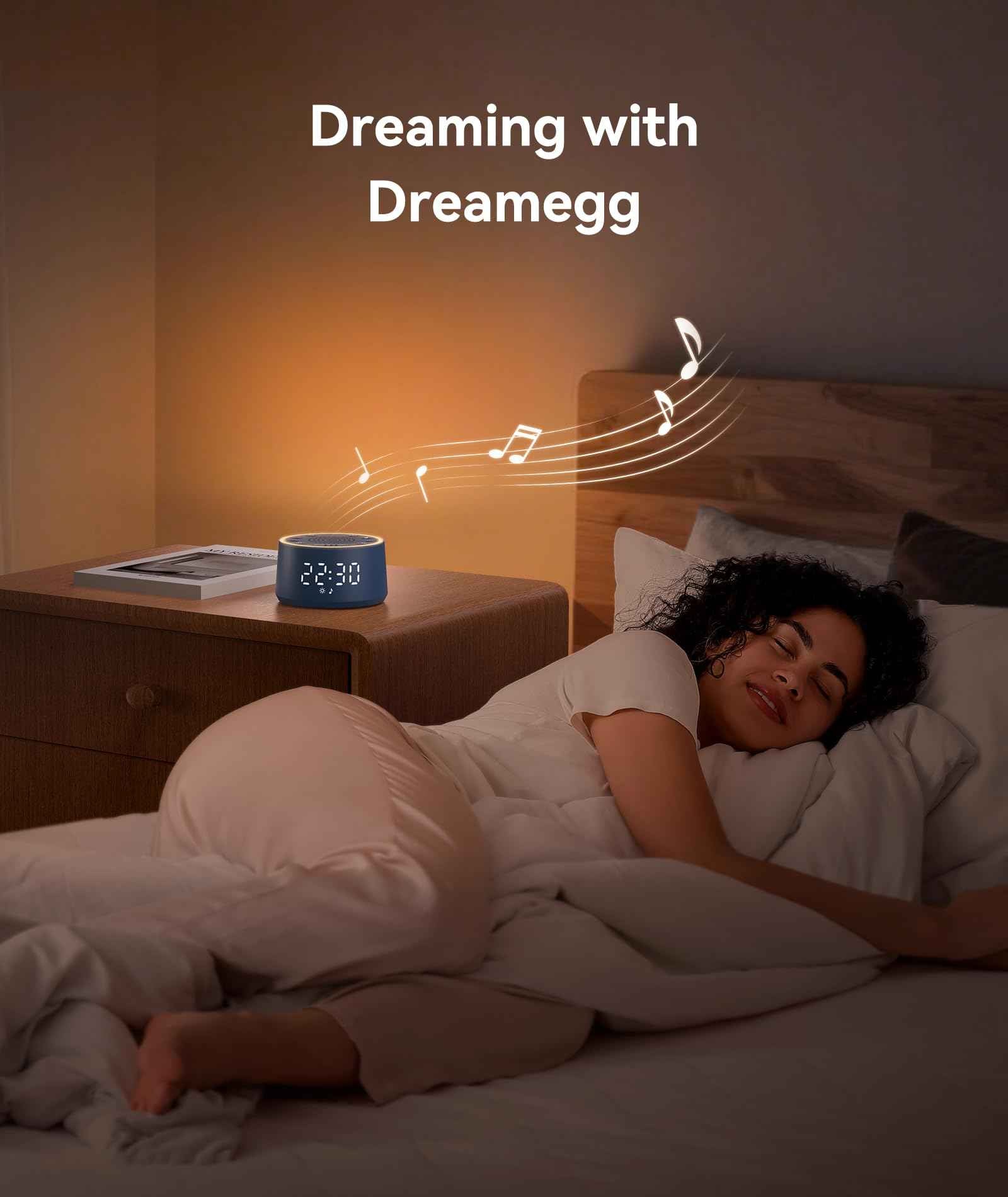 Dreamegg Sound Machine for Sleep - D1 Nova White Noise Sound Machine for Baby Adult with Alarm Clock, Soothing Sounds, Dimmable, White Noise Alarm Clocks for Bedrooms Heavy Sleepers Travel, Black
