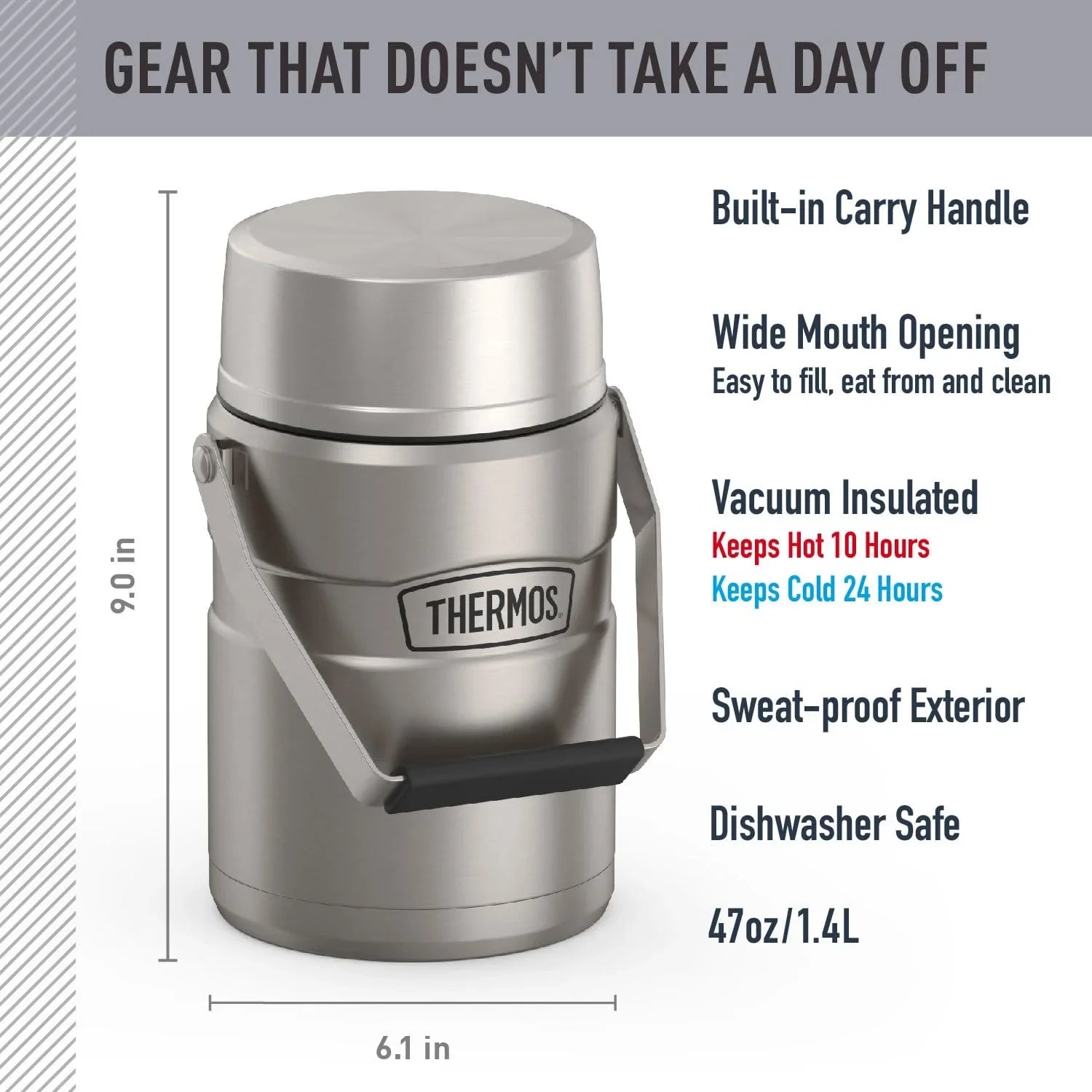 THERMOS Stainless King Vacuum-Insulated Food Jar with Spoon, 16 Ounce, Army Green jlhbookstore.store