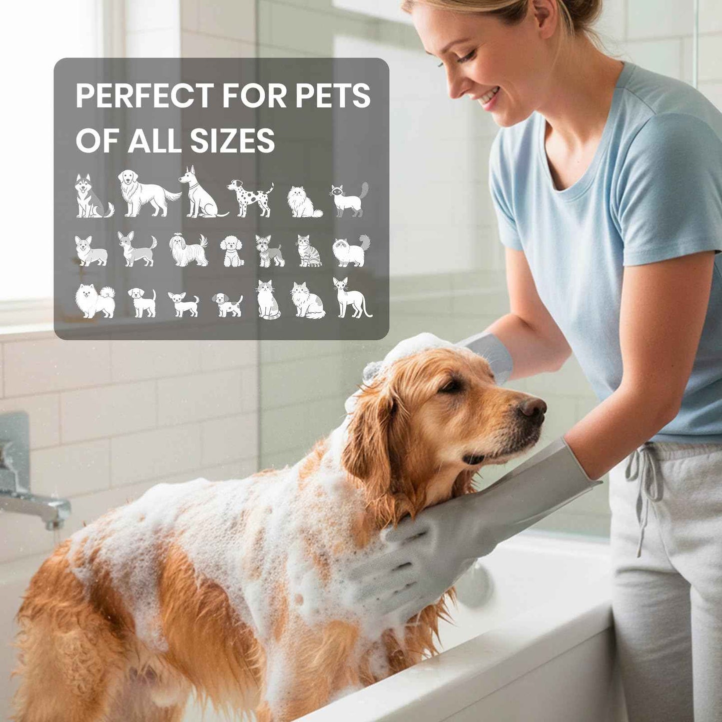 DELOMO Dog Washing Gloves 1 Pair: Soft and Gentle Silicone Pet Grooming Gloves - Bathing Scrubber Brush Mitt Grooming Shedding Fur Removal Massage for Dogs/Cats/Horse, Purple