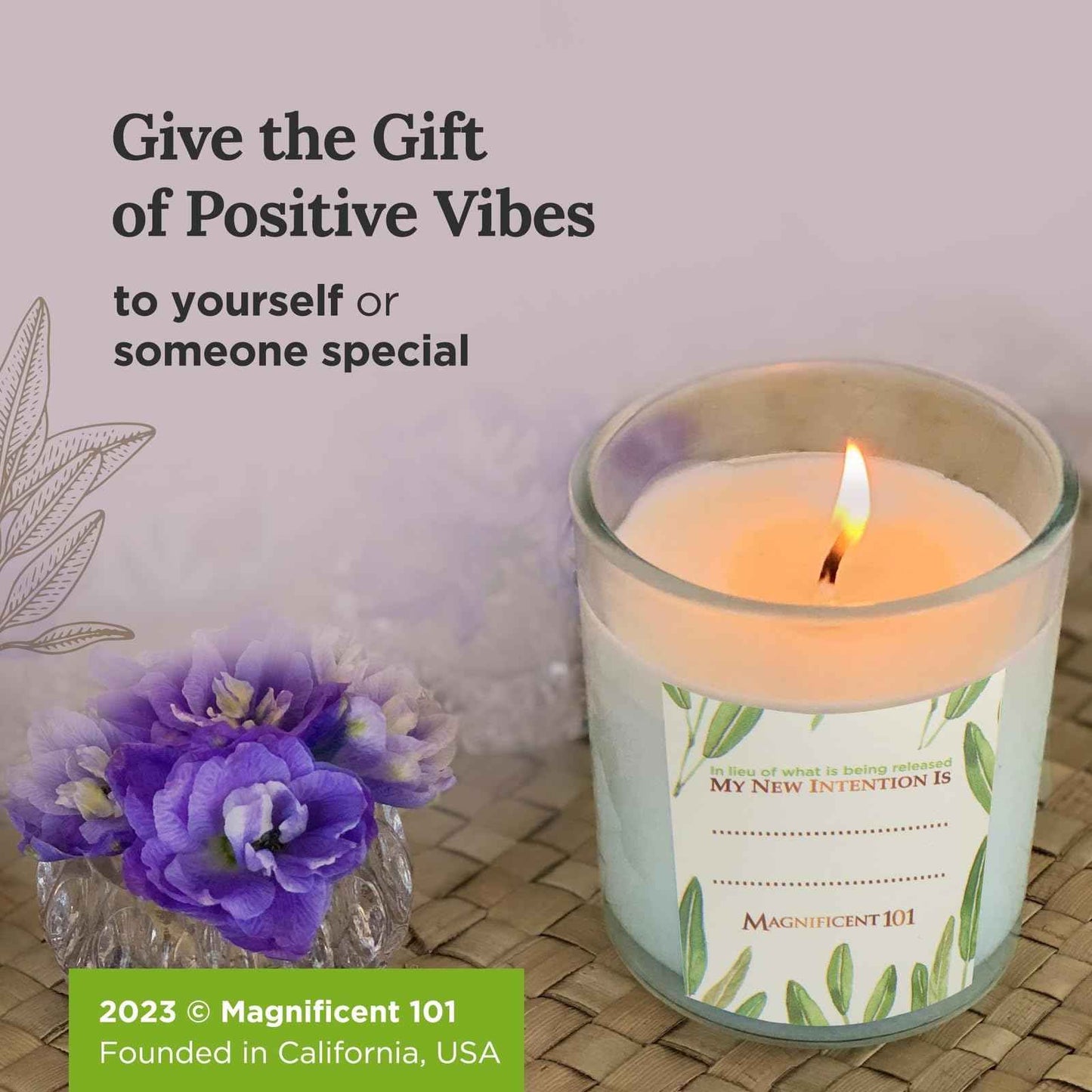 Magnificent 101 Set of 3 Long Lasting Pure Sage Smudge Candles - 42 Hour Burn, 3.5 Oz Each, Made with Soy Wax and Herb, Ideal for House Energy Cleansing, Meditation & Manifestation