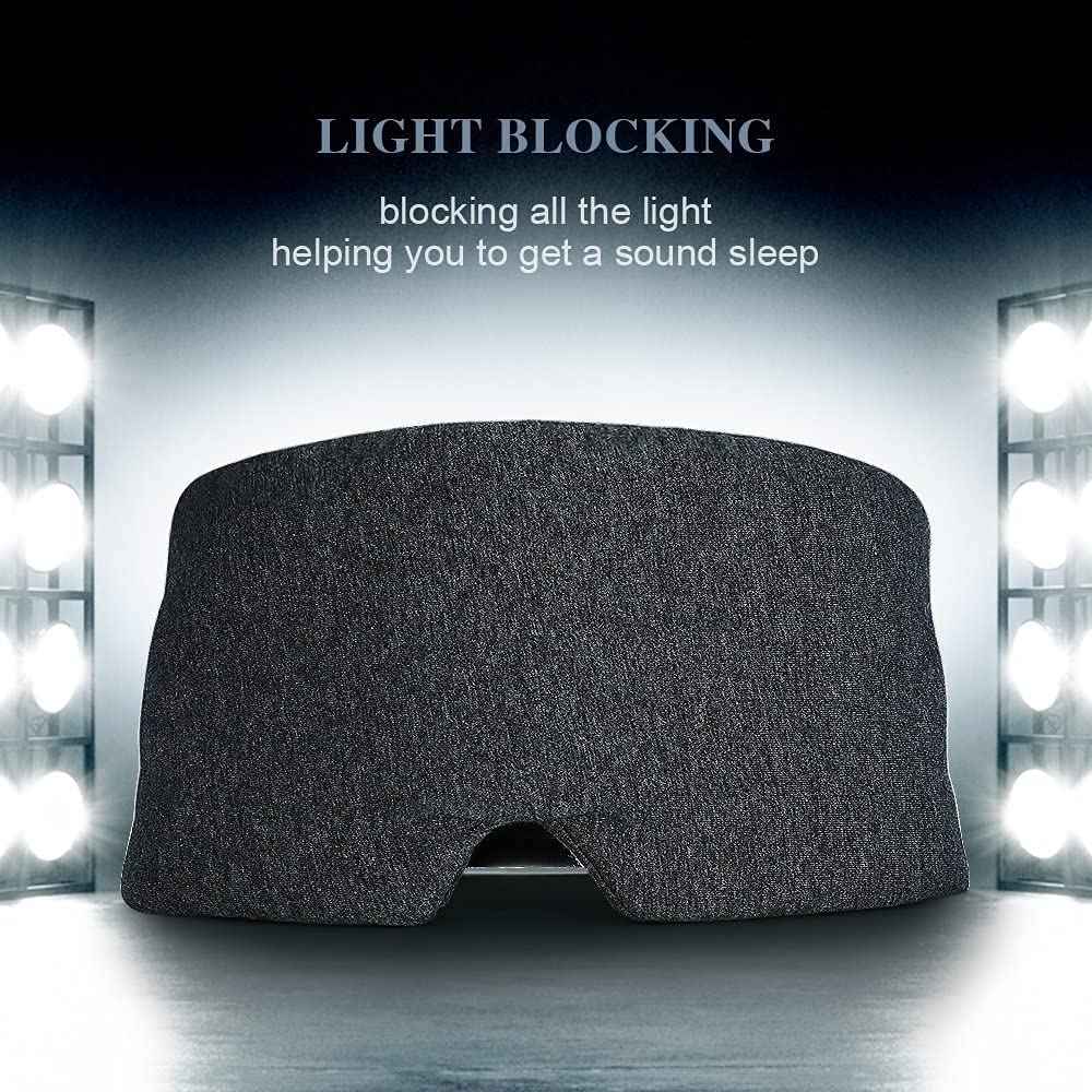 FRESHME Cotton Sleep Eye Mask for Women Men - 100% Blocking Light Travel Blindfold, Soft Zero Pressure Grey Eyes Cover with Adjustable Velcro Strap for Side Sleeper Night Sleeping, Work Nap and Yoga