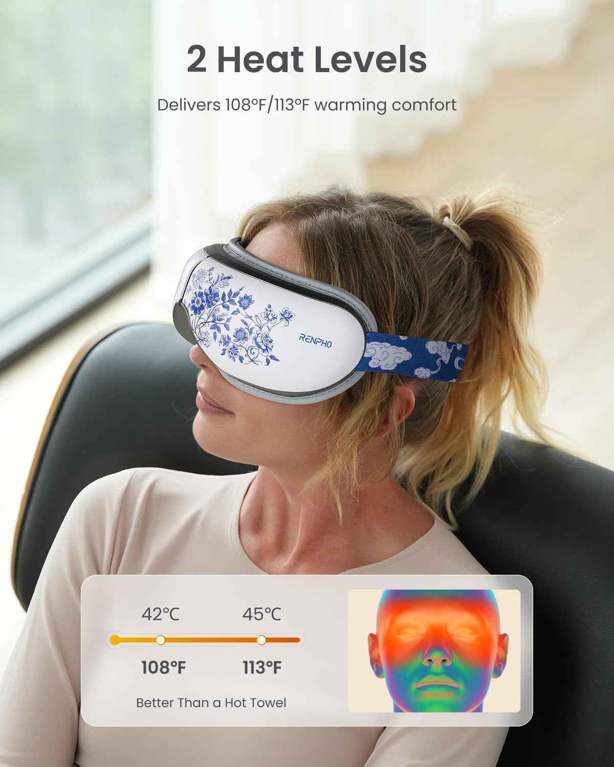 RENPHO Eyeris 1 Eye Massager with Heat, Christmas Birthday Gifts for Women Mom, FSA Eligible HSA Eye Mask for Migraine, Smart Sleep Mask for Dry Eyes Relax, Reduce Strain for Men Dad Her Him