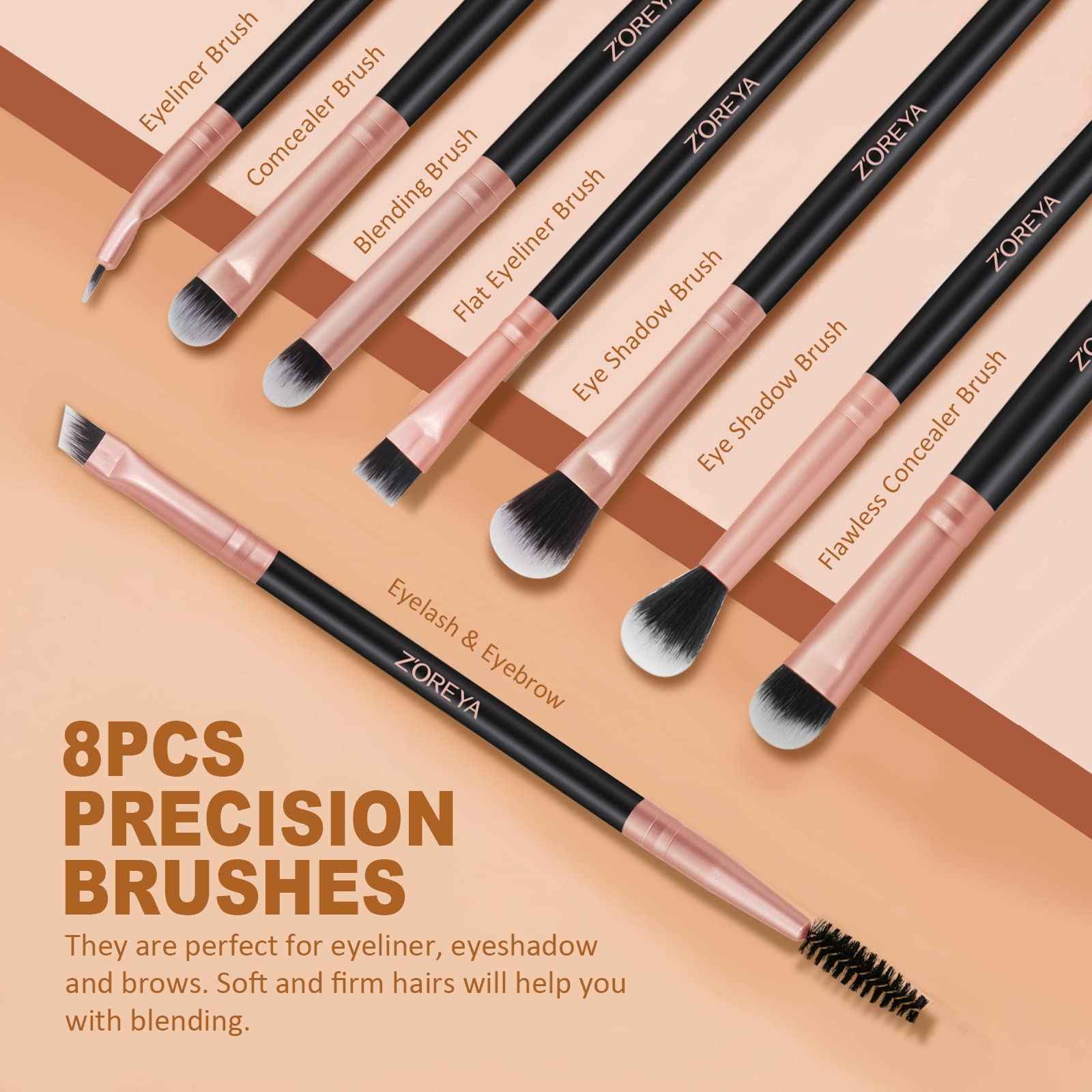 Raffaello Makeup Brushes 15Pcs Makeup Brush Set Premium Synthetic Powder Foundation Contour Blush Concealer Eye Shadow Blending Liner Make Up Brush Kit