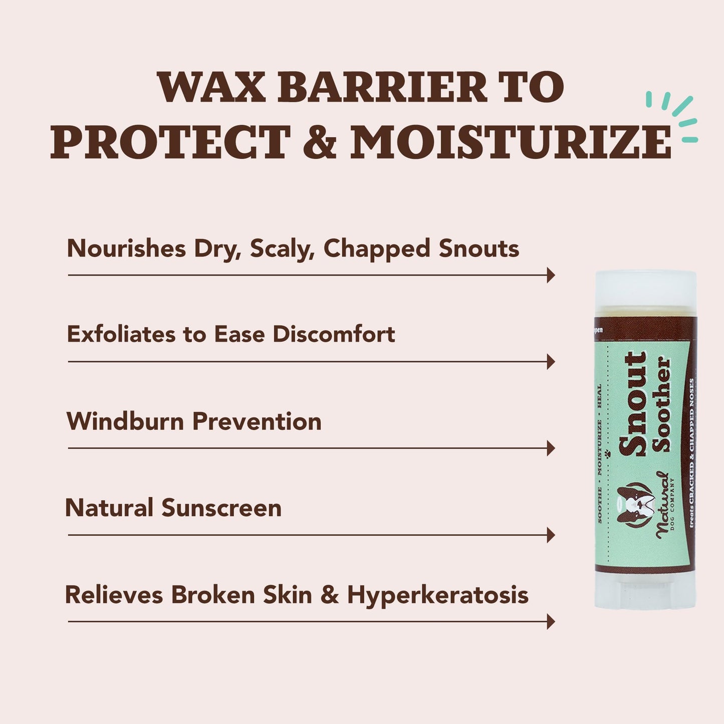 Natural Dog Company Snout Soother Travel Stick 0.15 oz – All Natural Dog Nose Balm for Dry, Cracked Snouts – Organic Moisturizing & Soothing Balm – Lick-Safe Mini Snout Care, Made in USA