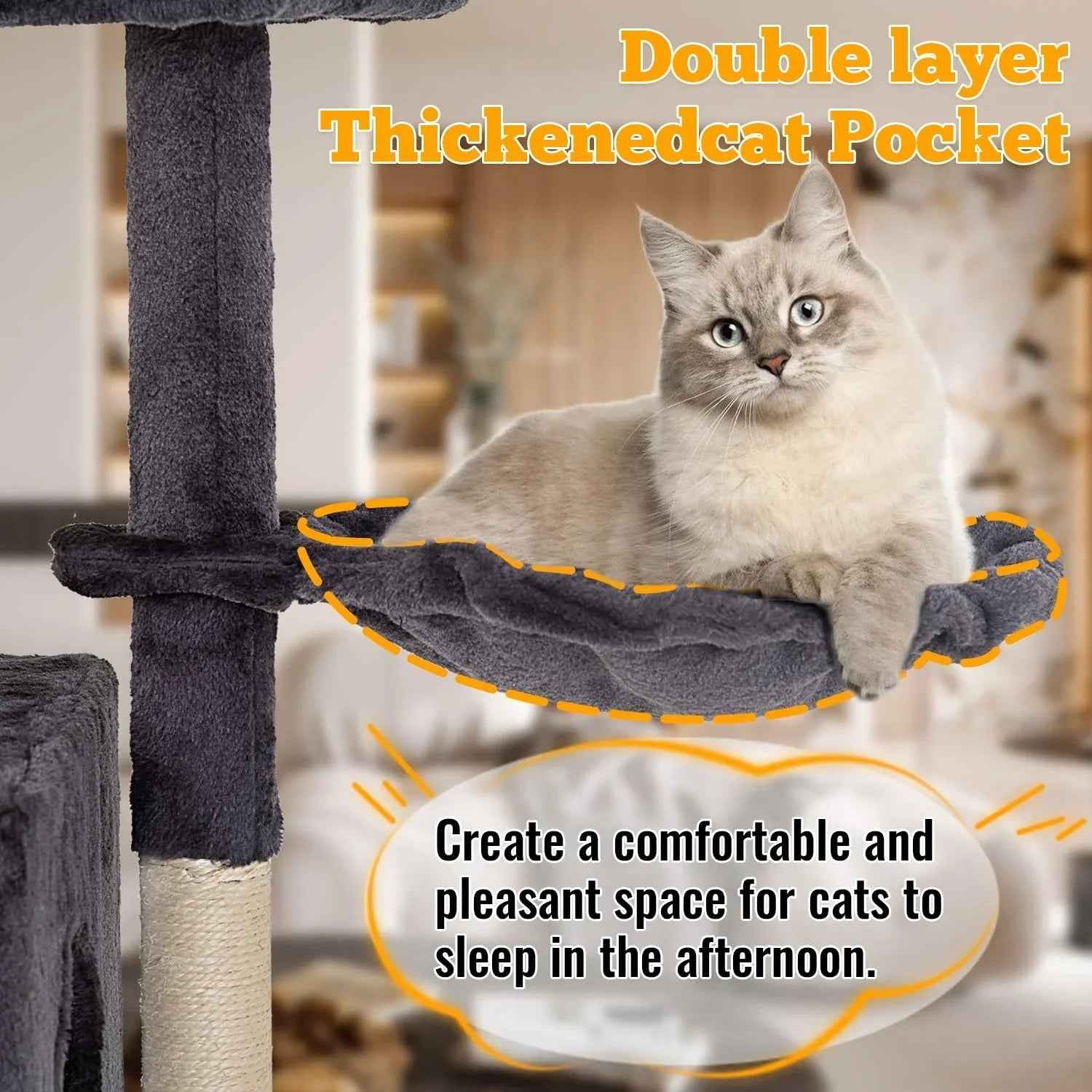 FDW Cat Tree 54in Cat Tower Multi-Level Durable Cat Scratching Post & Cozy Fun Cat Jumping Platform Space Saving Cat Condo Pet Play House for Indoor Cats,Dark Gray