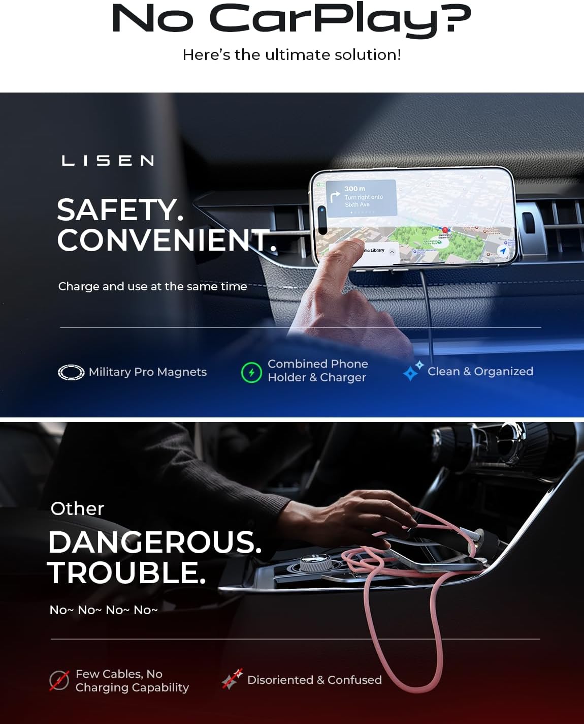 LISEN for 15W MagSafe Car Mount Charger,Magnetic Wireless Car Charger for iPhone 17 Pro Max Accessories,Magnetic Phone Holder for iPhone 17-12,Samsung，Christmas Stocking Stuffers Gifts for Men Women