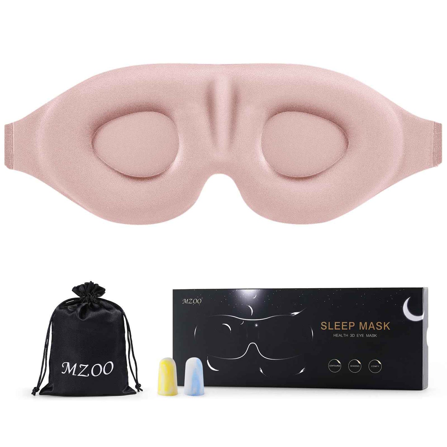 MZOO Luxury Sleep Eye Mask for Side Sleeper Men Women, Zero Eye Pressure 3D Sleeping Mask, Light Blocking Patented Design Night Blindfold, Soft Eye Shade Cover for Travel, Black