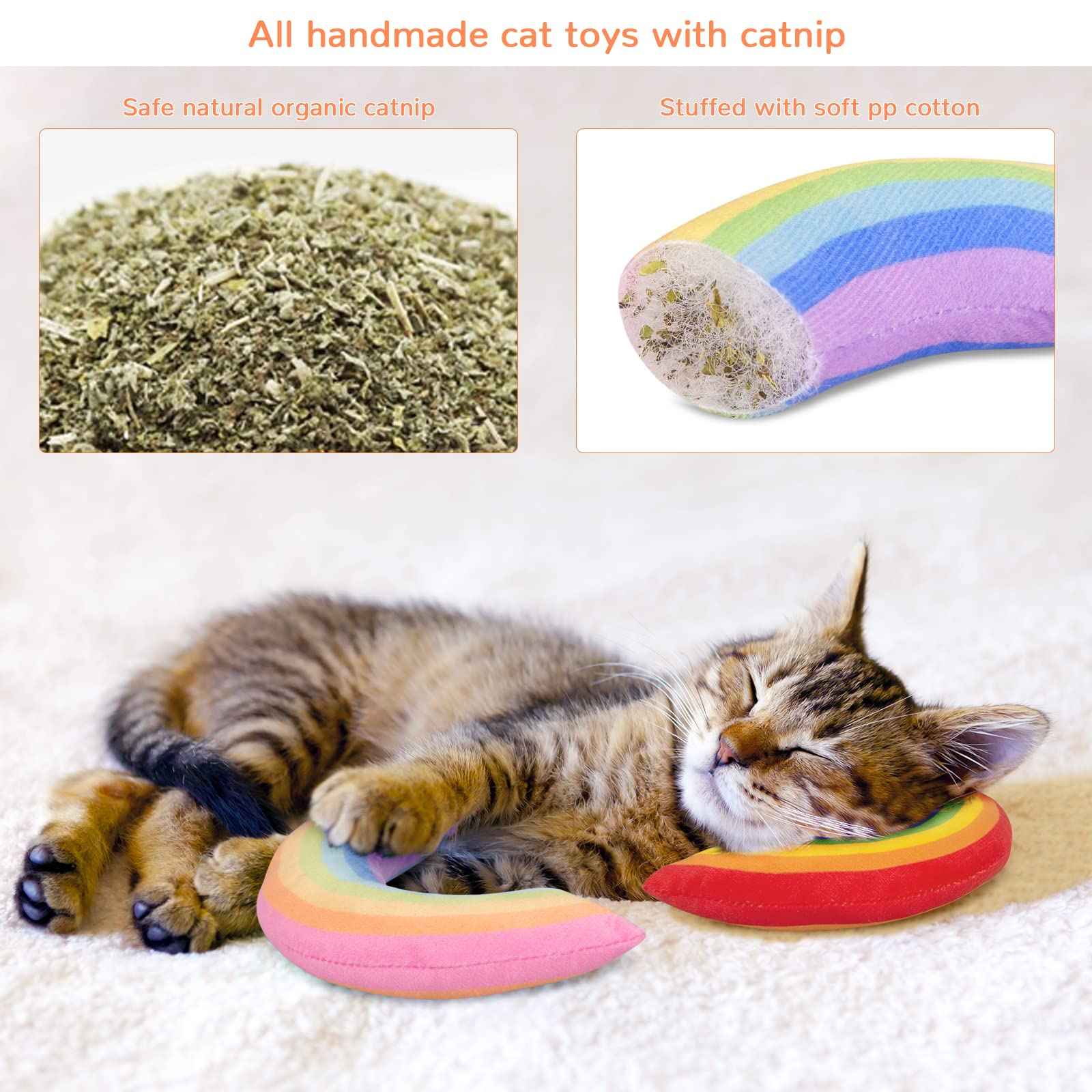 Catnip Cat Toys, Safe Teeth Cleaning Cat Nip Toys for Indoor Kitten Kitty,Interactive Plush Cat Chew Kicker Toys, 5 Pack, Vegetable Shape