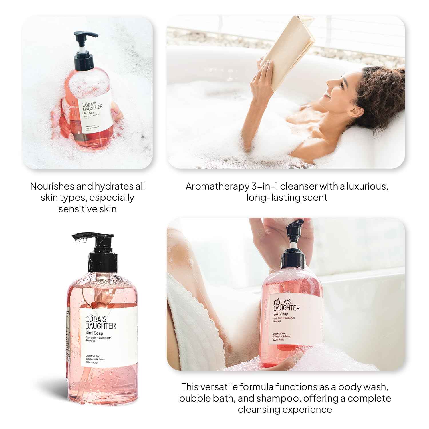 COBA’S DAUGHTER Christmas Gift for Women - Bath & Body Care Gift Basket, 7-Piece Spa Inspired Set with Body Wash, Bubble Bath & Travel Minis - Perfect Birthday Gift, Self-Care Spa Set