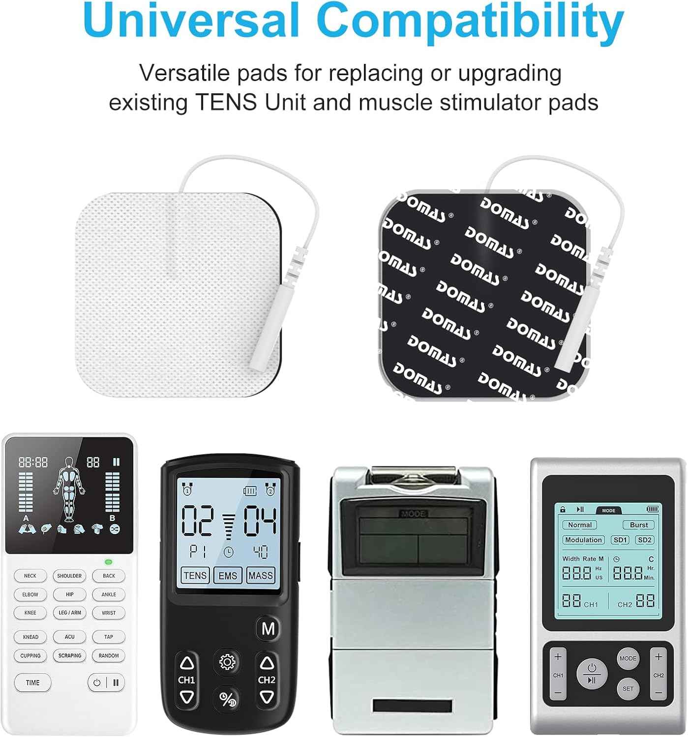 DOMAS 24 Pack 2x2&2x4 TENS Pads with Pad Holder, for TENS 7000, 30 Uses, Latex-Free, TENS Unit Electrode Replacement Pads Compatible with AUVON Etekcity & Other 2 mm Pin TENS Units