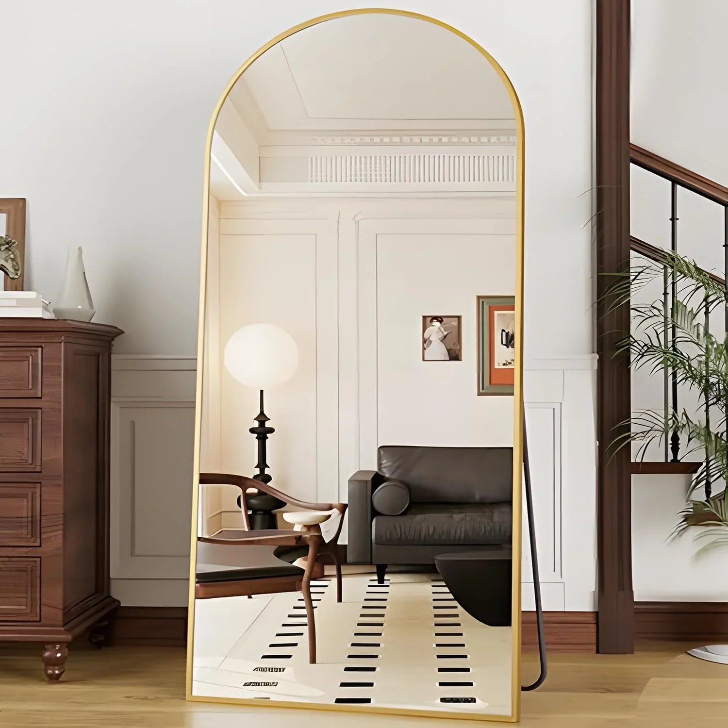 OGCAU Floor Full Length Mirror, 56"x20" Arched Full Body Mirror, Hanging or Leaning, Standing, Wall Mounted with Aluminum Frame for Bedroom Living Room, White jlhbookstore.store