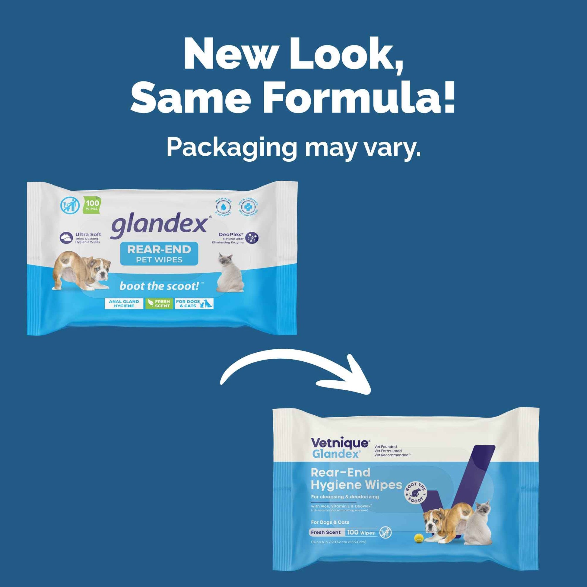 Vetnique Glandex Dog Wipes for Pets Cleansing & Deodorizing Anal Gland Hygienic Dog & Cat Wipes with Vitamin E, Skin Conditioners and Aloe (75ct)