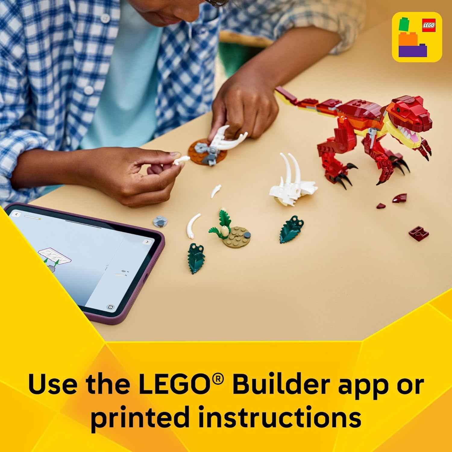 LEGO Creator 3 in 1 Fierce Dinosaur Building Toy for Boys & Girls, Ages 8+ - Kids Build 1 of 3 Prehistoric Animal Figures - Gift Idea for Birthdays - 31379