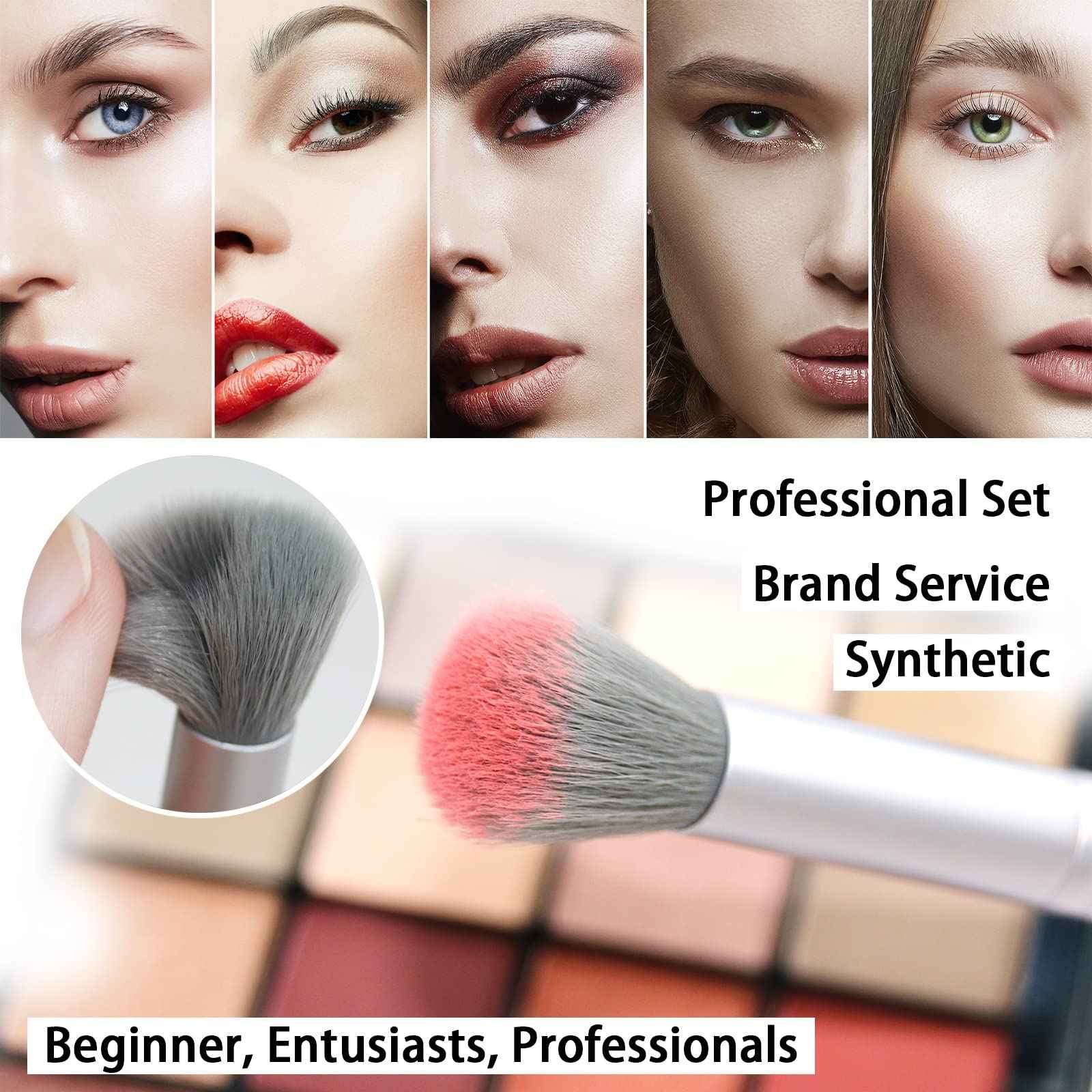 Raffaello Makeup Brushes 15Pcs Makeup Brush Set Premium Synthetic Powder Foundation Contour Blush Concealer Eye Shadow Blending Liner Make Up Brush Kit