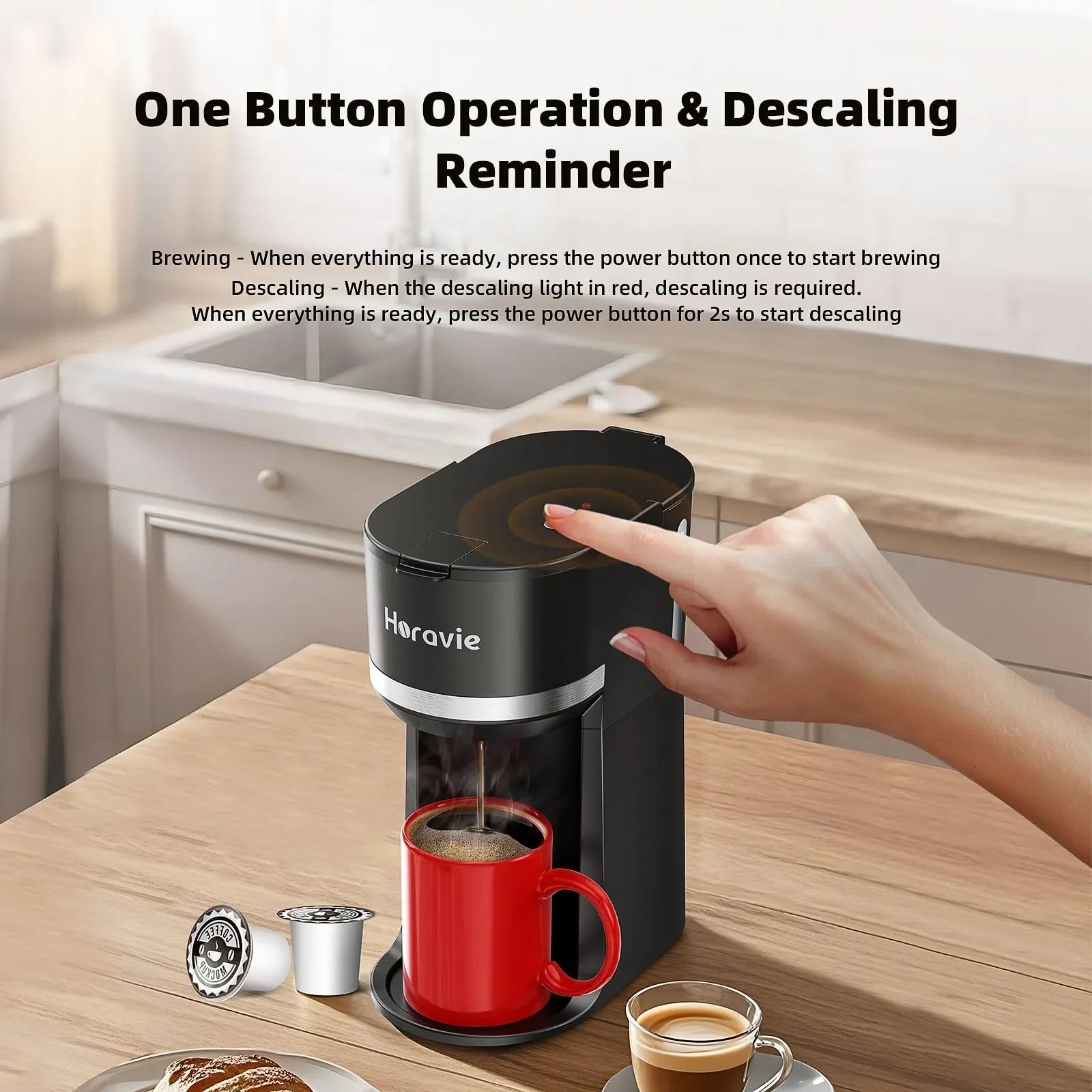 Mini Single Serve Coffee Maker for K Cup and Ground Coffee, Fast Brew One Cup Coffee Machine with Descaling Reminder and Water Window, 6 to 12 oz. Brew Sizes, Black - Jlhbookstore.store