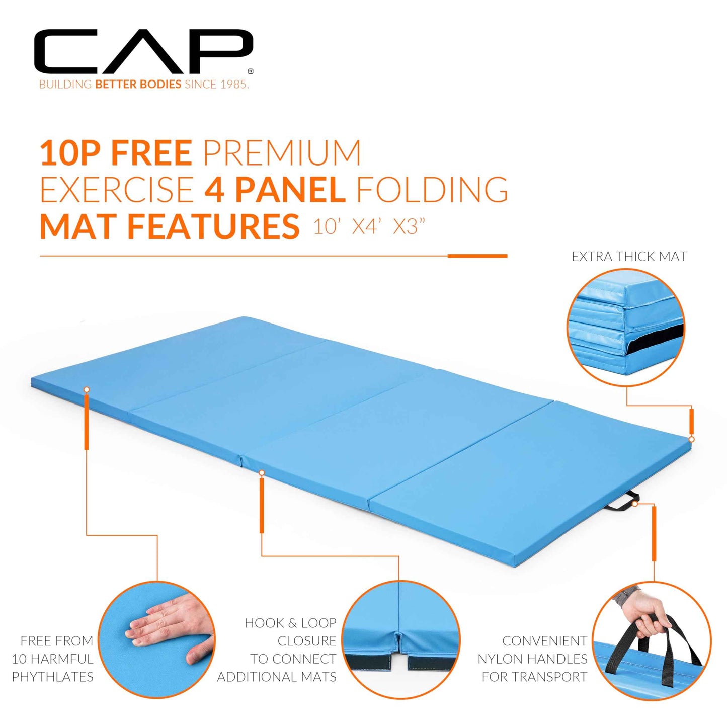 CAP Barbell All Purpose Folding Anti Tear Exercise Training Aerobic Fitness Gym & Gymnastics Balance Mat | Multiple colors
