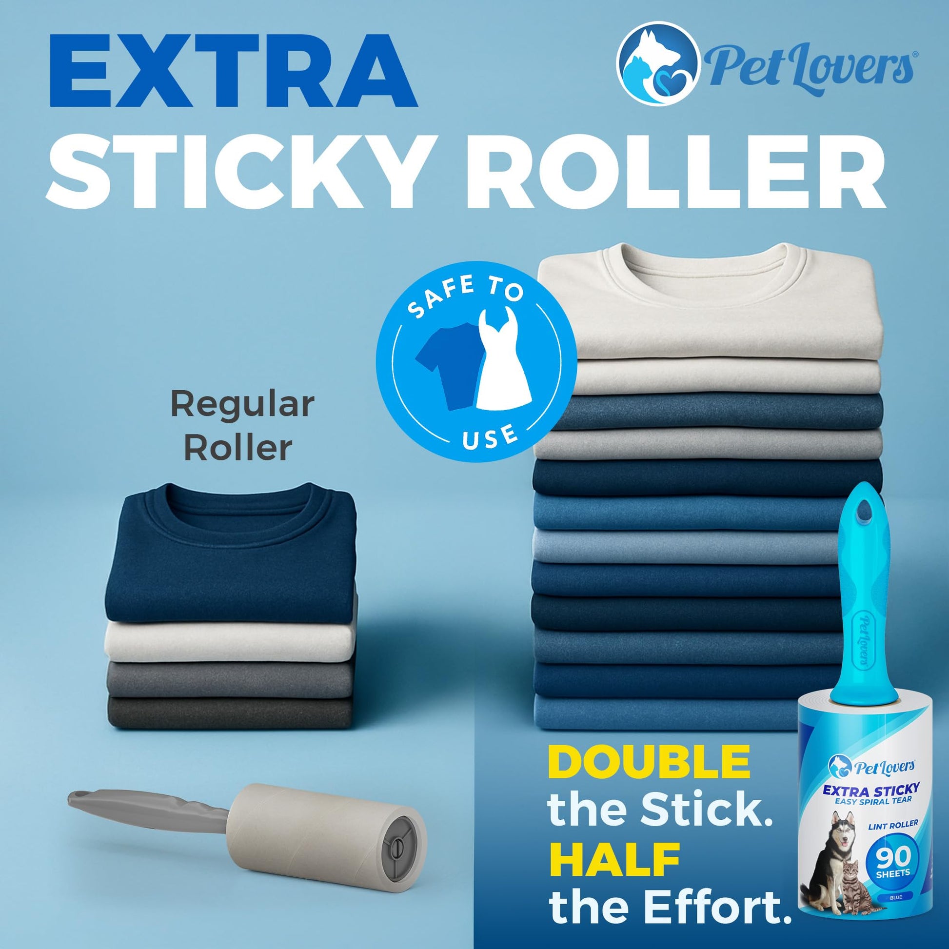 PetLovers Extra Sticky Lint Roller Mega Value Set 450 Sheets for Pet Hair Removal and Clothes, Dog and Cat Lint Remover 5 Pack jlhbookstore.store