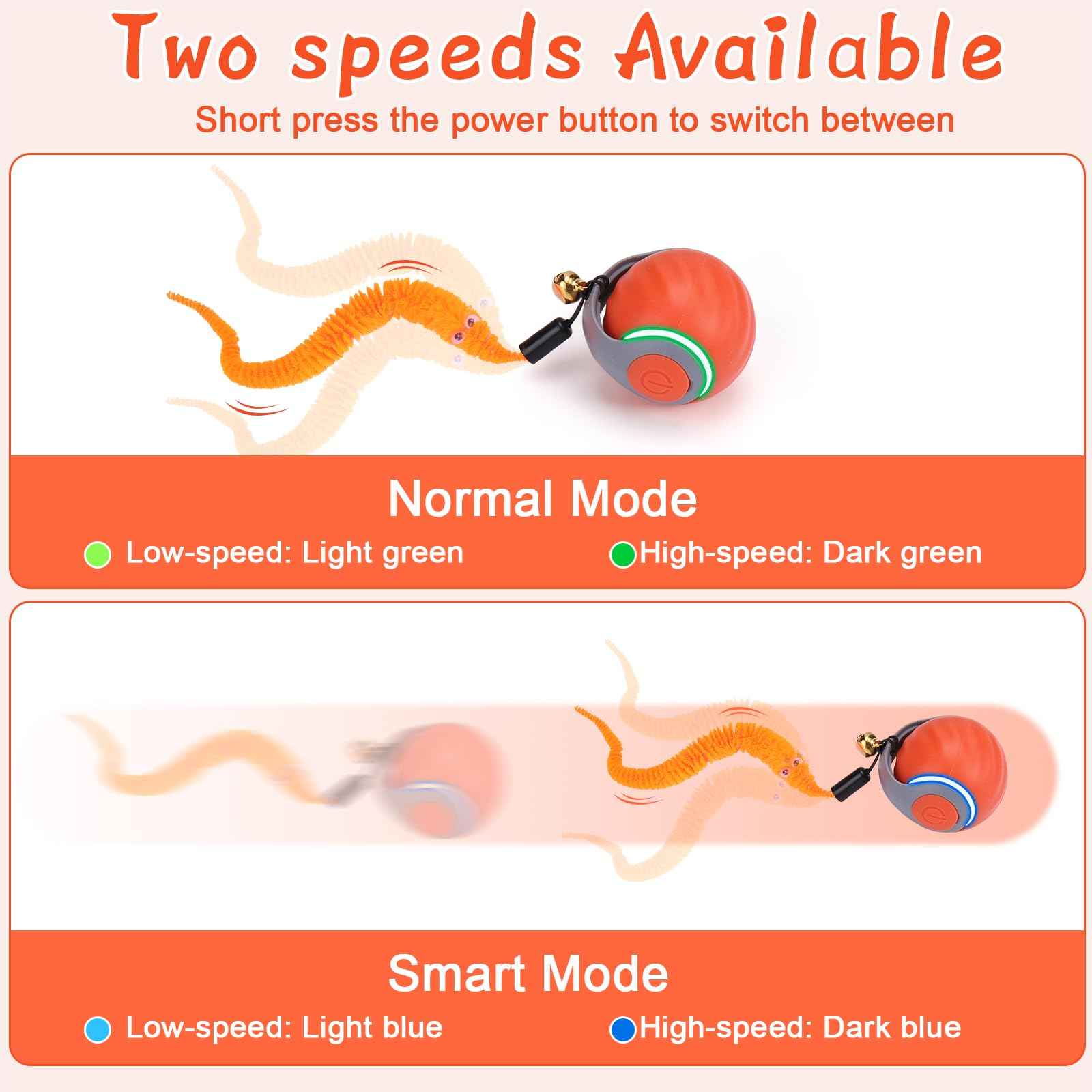 BABORUI Interactive Cat Toy Ball - Automatic Interactive Cat Toys for Indoor Cats with 3 Tails, 2 Speeds Rechargeable Cat Enrichment Toys for Small/Medium/Large Cats to Keep Them Busy(Blue)