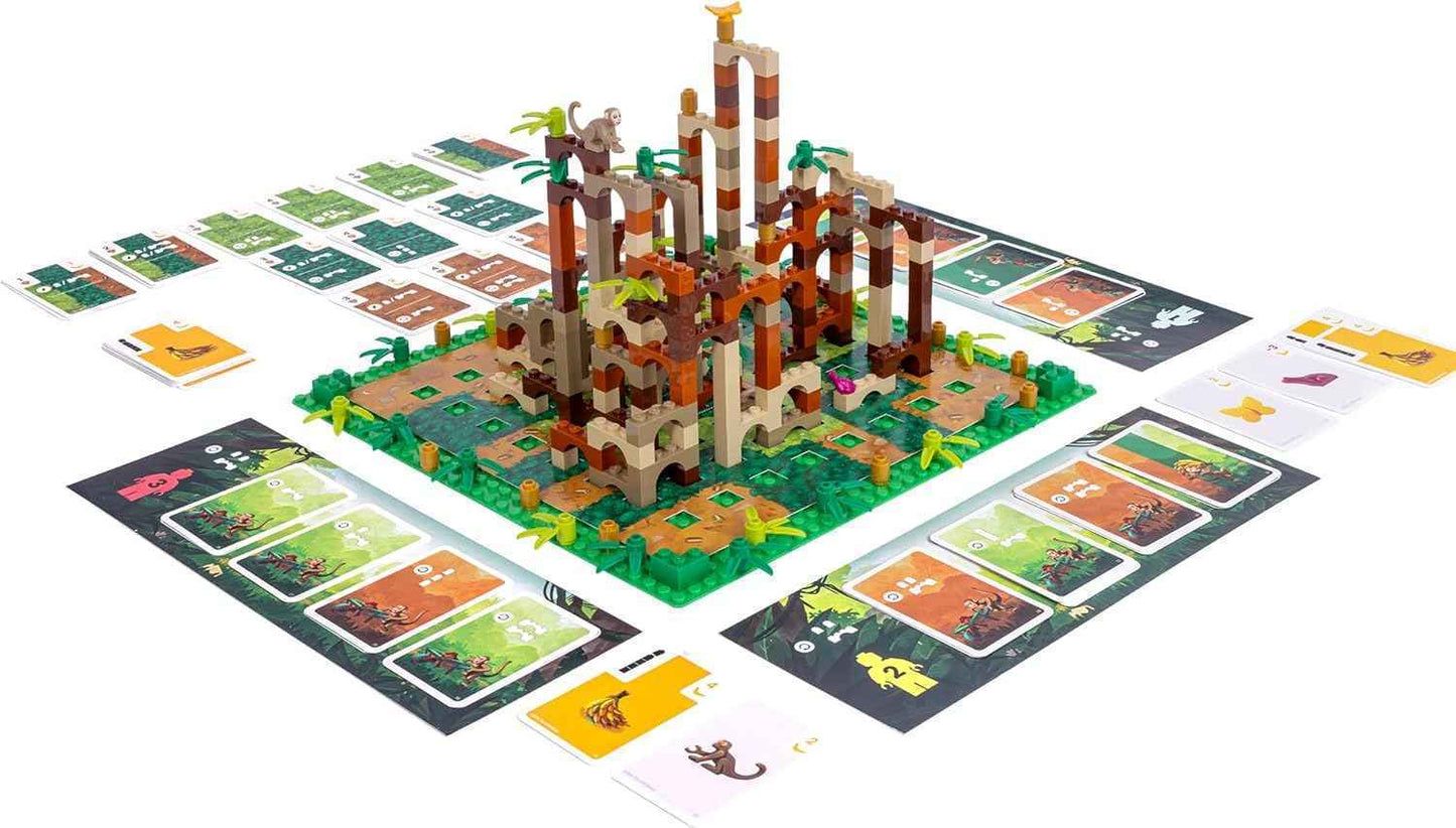 Dotted Games Monkey Palace: A Lego Board Game - Build Your Way to Victory Brick by Brick! Fun Family Brick-Building Game for Kids & Adults, Ages 10+, 2-4 Players, 45 Minute Playtime