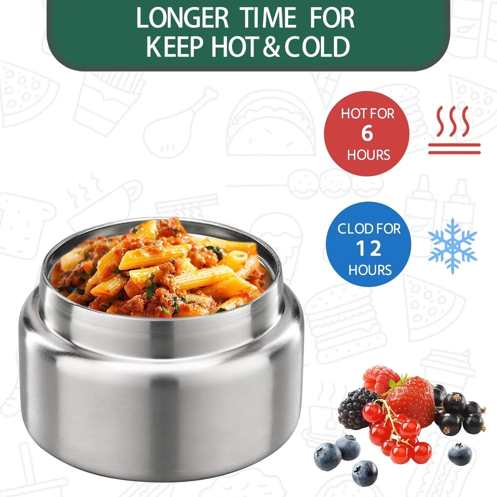 MAISON HUIS 8oz Soup Thermo Wide Mouth Vacuum Insulated Thermo Jar, Leak Proof Stainless Steel Food Container for Hot&Cold Food Kids Lunch Soup for School Travel (Green) - Jlhbookstore.store