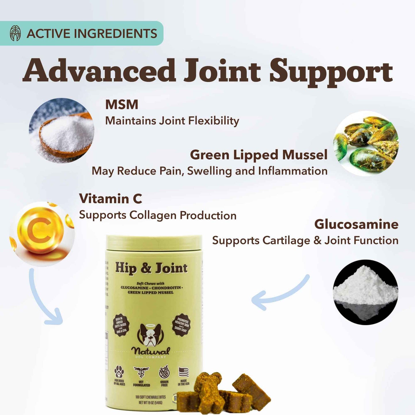 Natural Dog Company Liquid Glucosamine Hip & Joint Oil for Dogs, 16 oz, Extra Strength Cartilage & Joint Support, Helps Mobility and Eases Occasional Stiffness, Dog Vitamins & Supplements