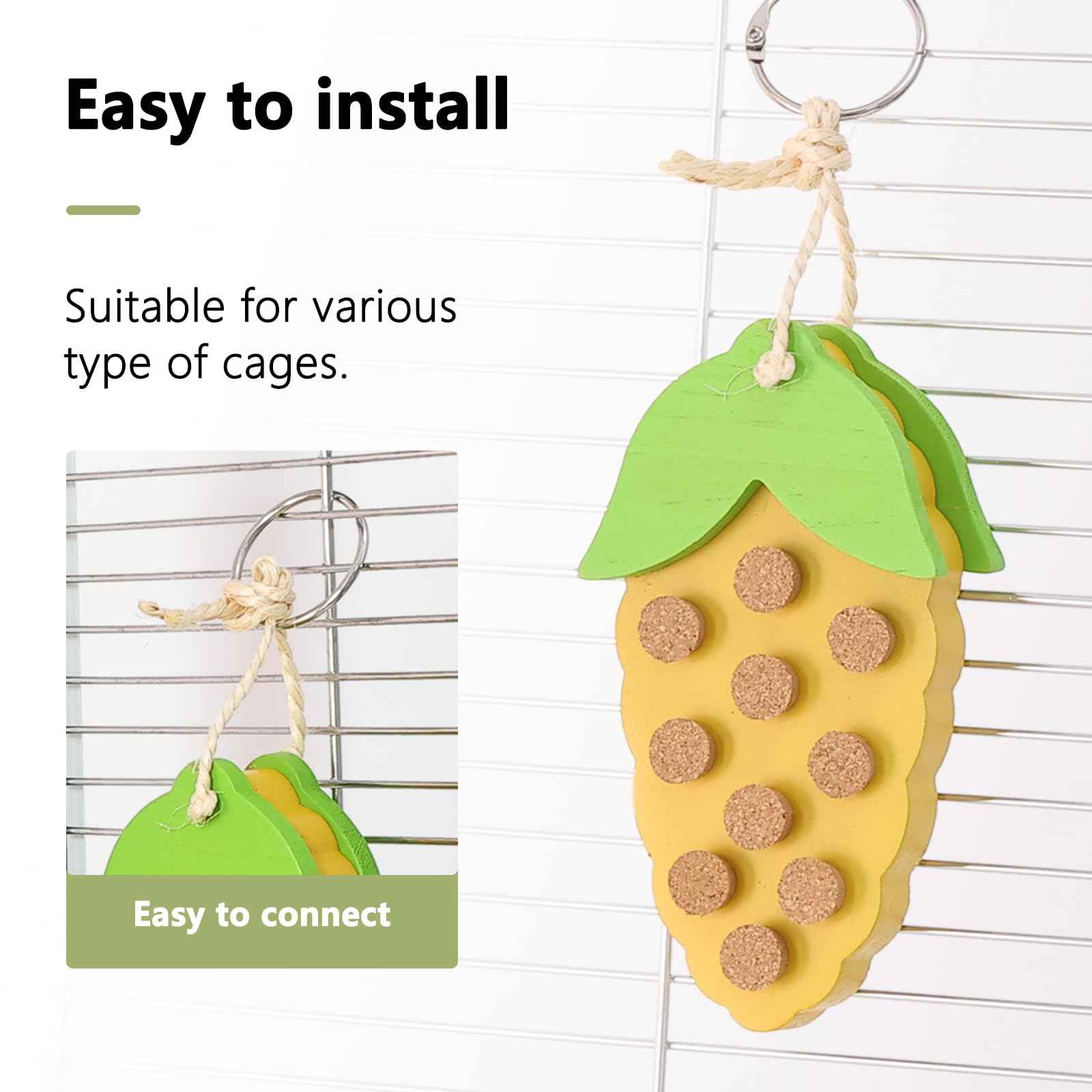 Parrot Chew Toys Set - Natural Wood & Loofah Toys with Plant-Based Dyes, 3 Pack Bird Chew Toys for Cockatiels, Conures & Small Parrots for Cage Enrichment (3 Pieces of Blue Series)